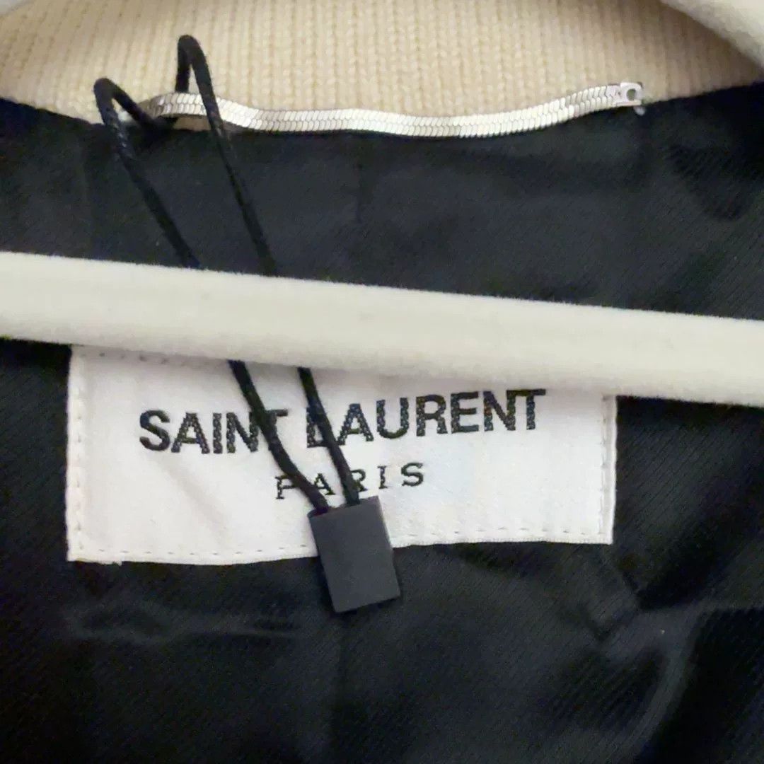 Saint Laurent Paris Saint Laurent Cream Leather Sleeve Baseball Jacket Size US M / EU 48-50 / 2 - 2 Thumbnail
