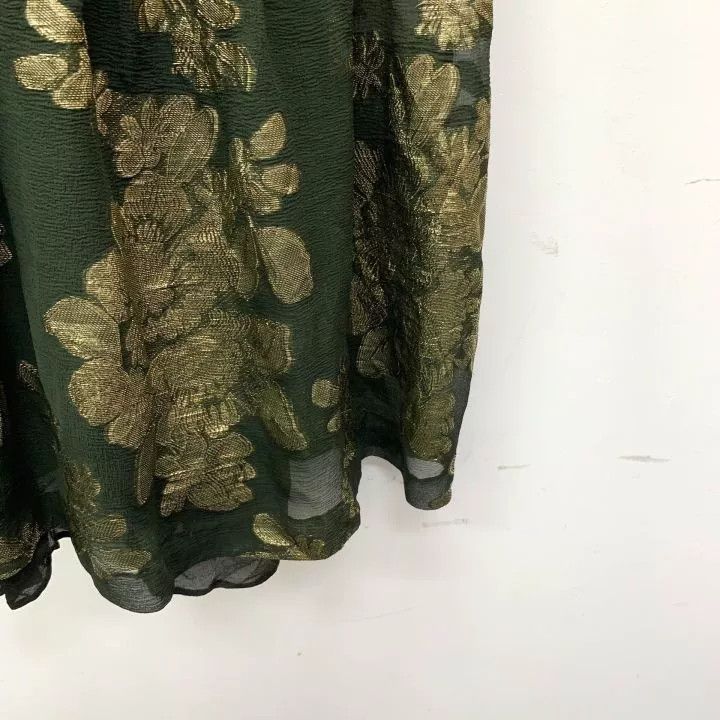 Saint Laurent Paris YSL Dark Green Gold Floral Silk Dress Size XS / US 0-2 / IT 36-38 - 5 Thumbnail