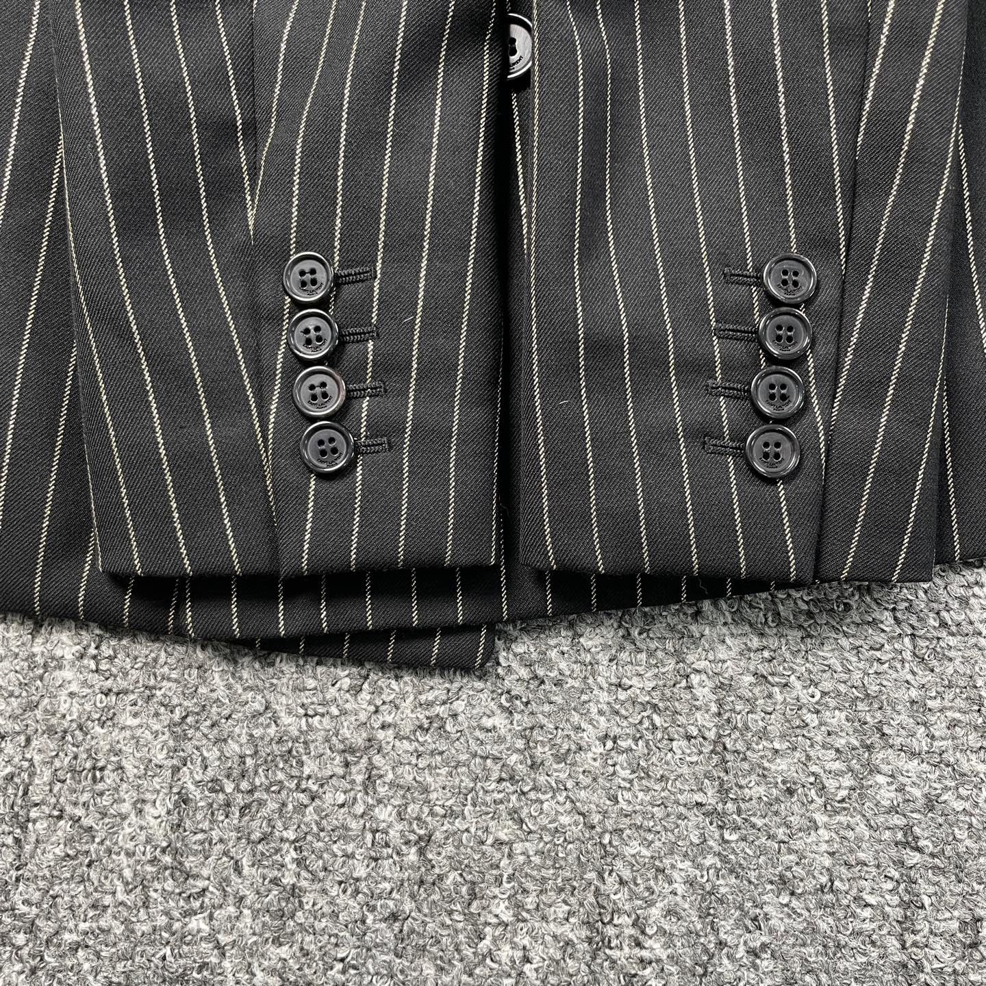 Saint Laurent Paris Saint Laurent Black Pinstripe Double-Breasted Blazer Size S / US 4 / IT 40 - 4 Thumbnail