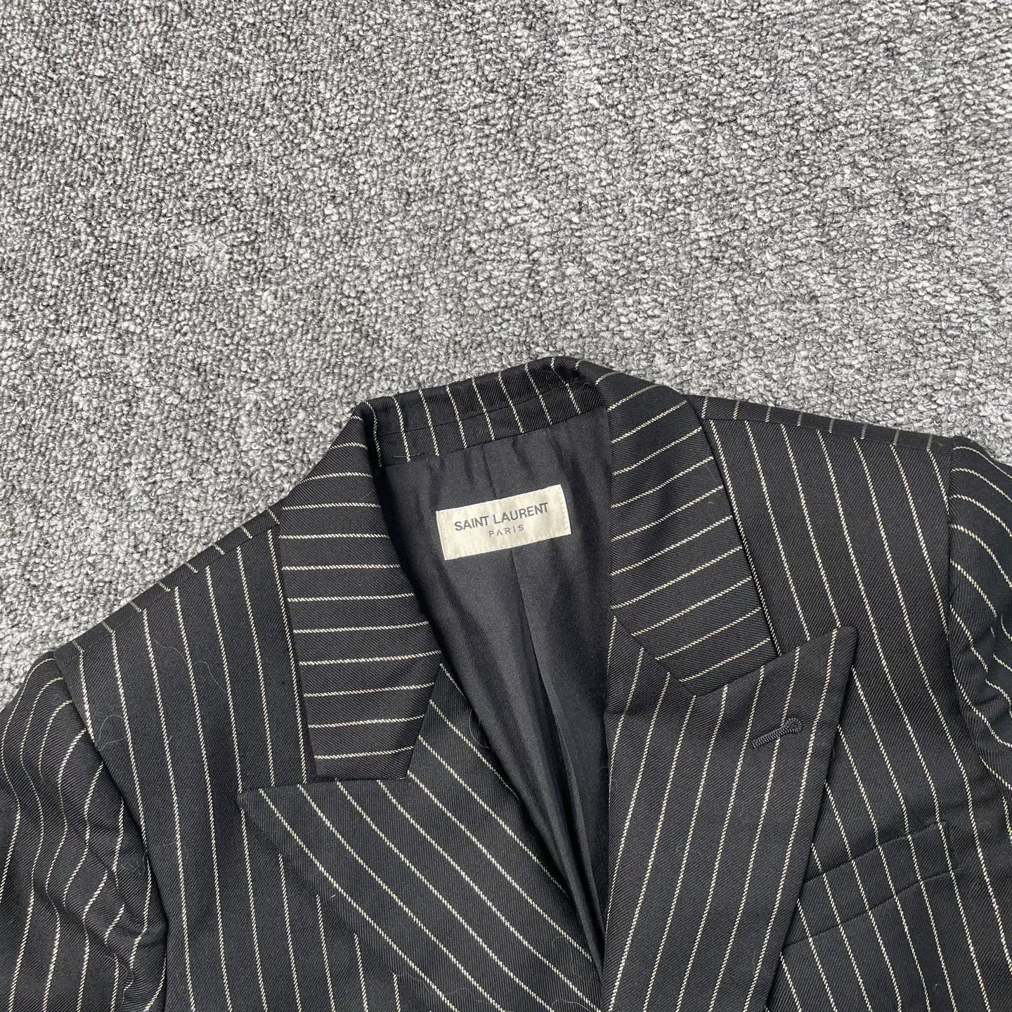 Saint Laurent Paris Saint Laurent Black Pinstripe Blazer Size S / US 4 / IT 40 - 4 Thumbnail