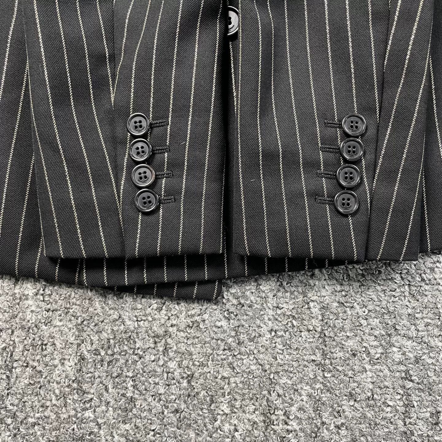 Saint Laurent Paris Saint Laurent Black Pinstripe Blazer Size S / US 4 / IT 40 - 3 Thumbnail