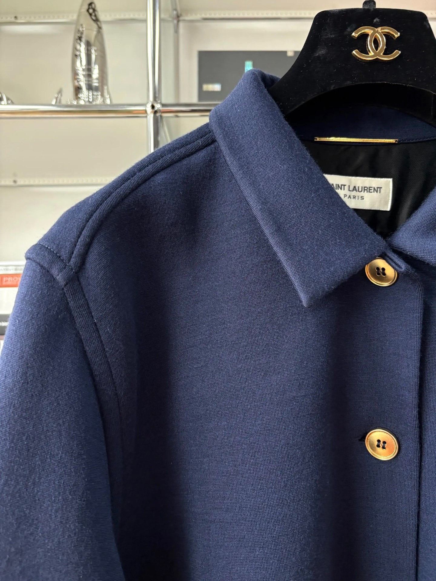 Saint Laurent Paris Saint Laurent Navy Wool Gold Embroidery Jacket Size US S / EU 44-46 / 1 - 2 Thumbnail