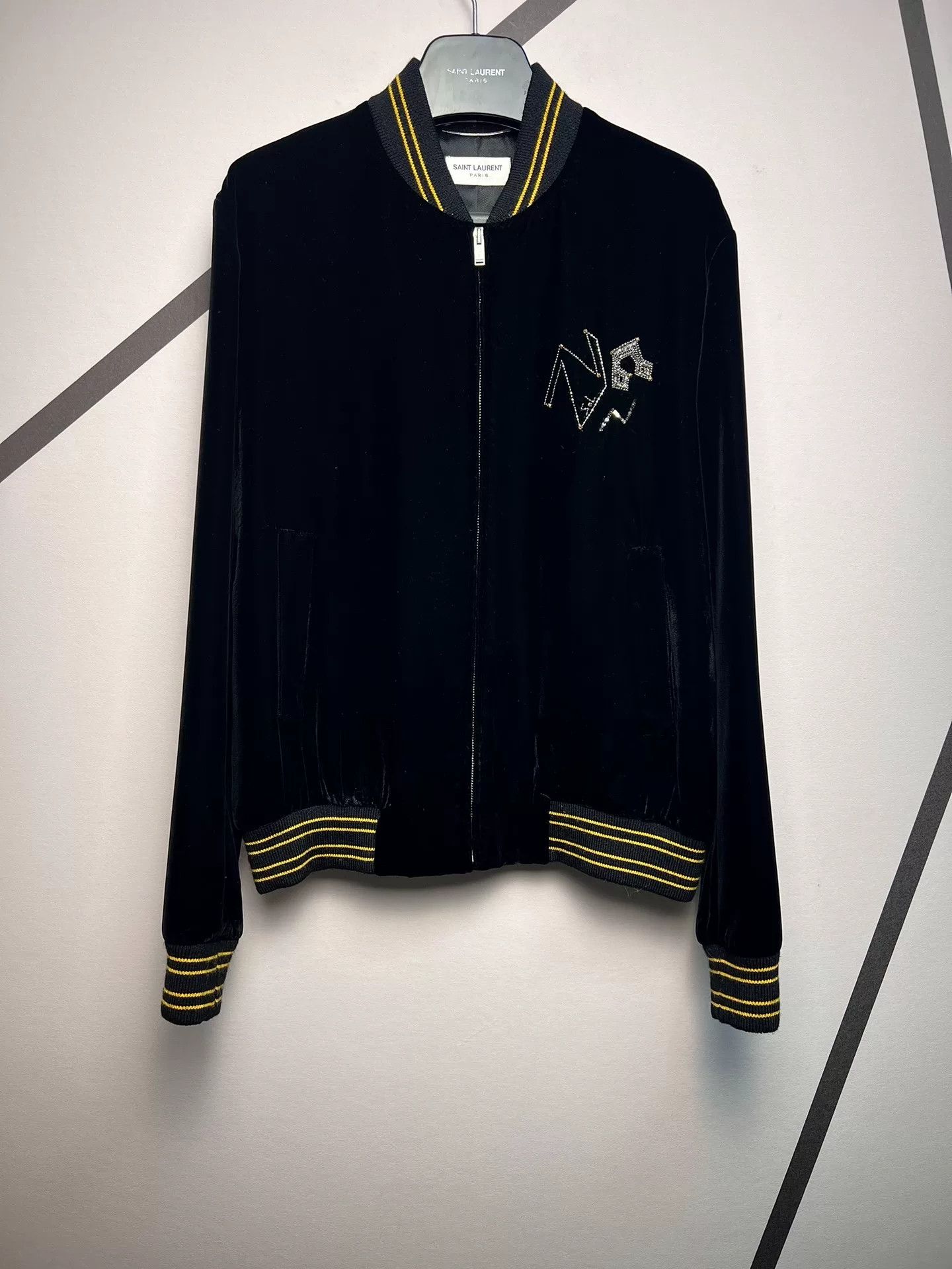 Saint Laurent Paris Saint Laurent Black Velvet Bomber Jacket Size US M / EU 48-50 / 2 - 2 Thumbnail