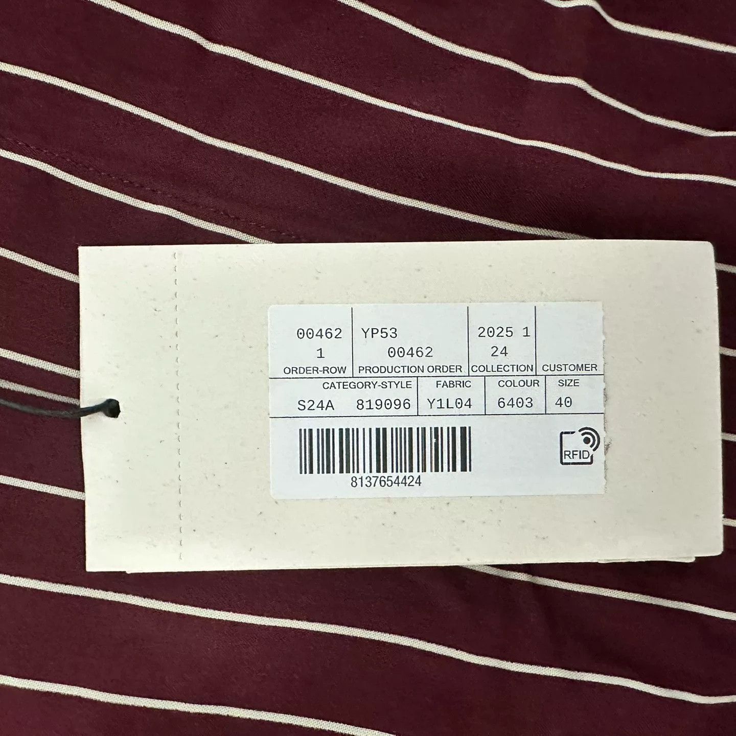 Saint Laurent Paris Saint Laurent Burgundy Striped Shirt Size US M / EU 48-50 / 2 - 3 Thumbnail