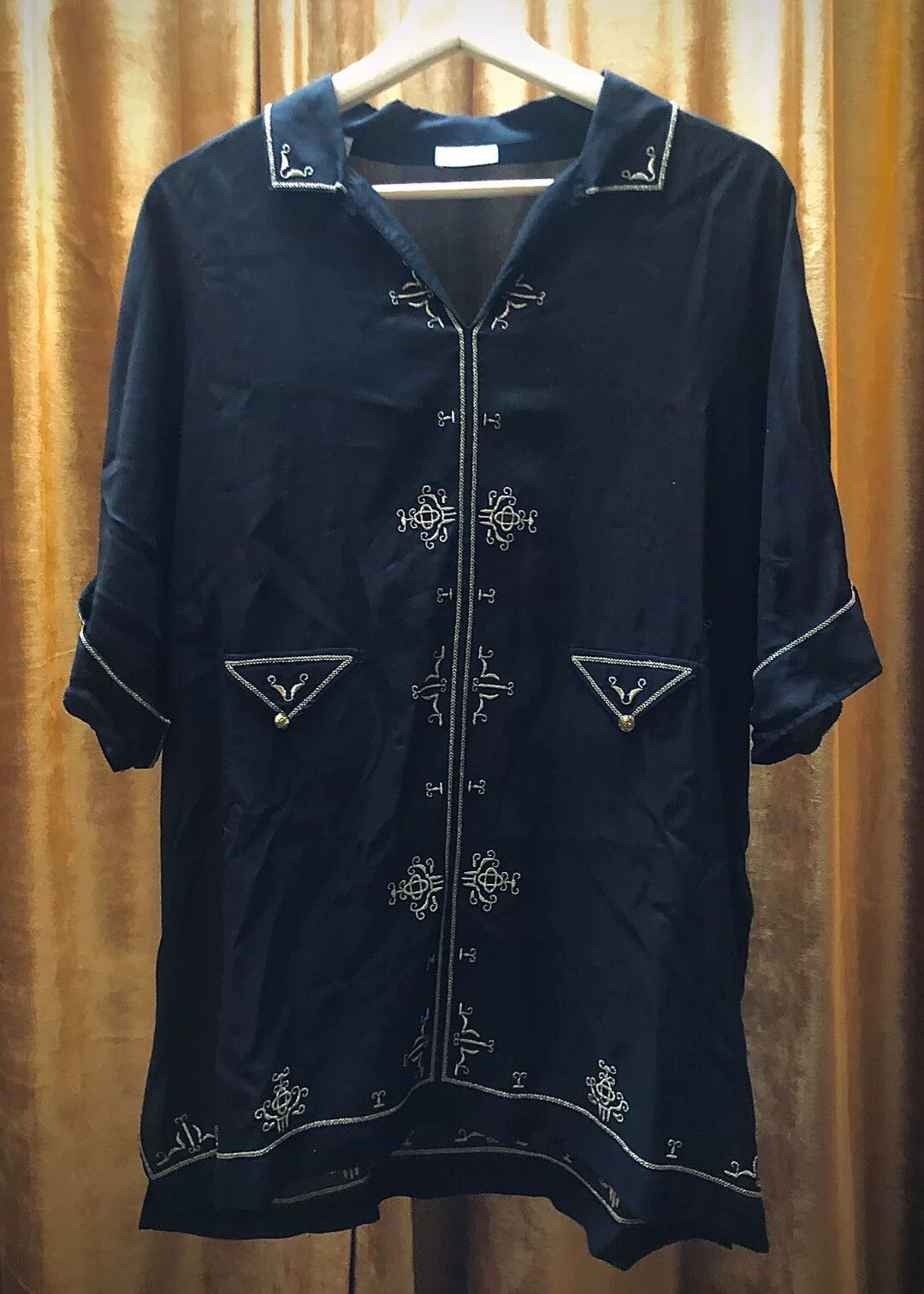 Saint Laurent Paris Saint Laurent Black Gold Embroidery Shirt Size US XXS / EU 40 - 2 Thumbnail
