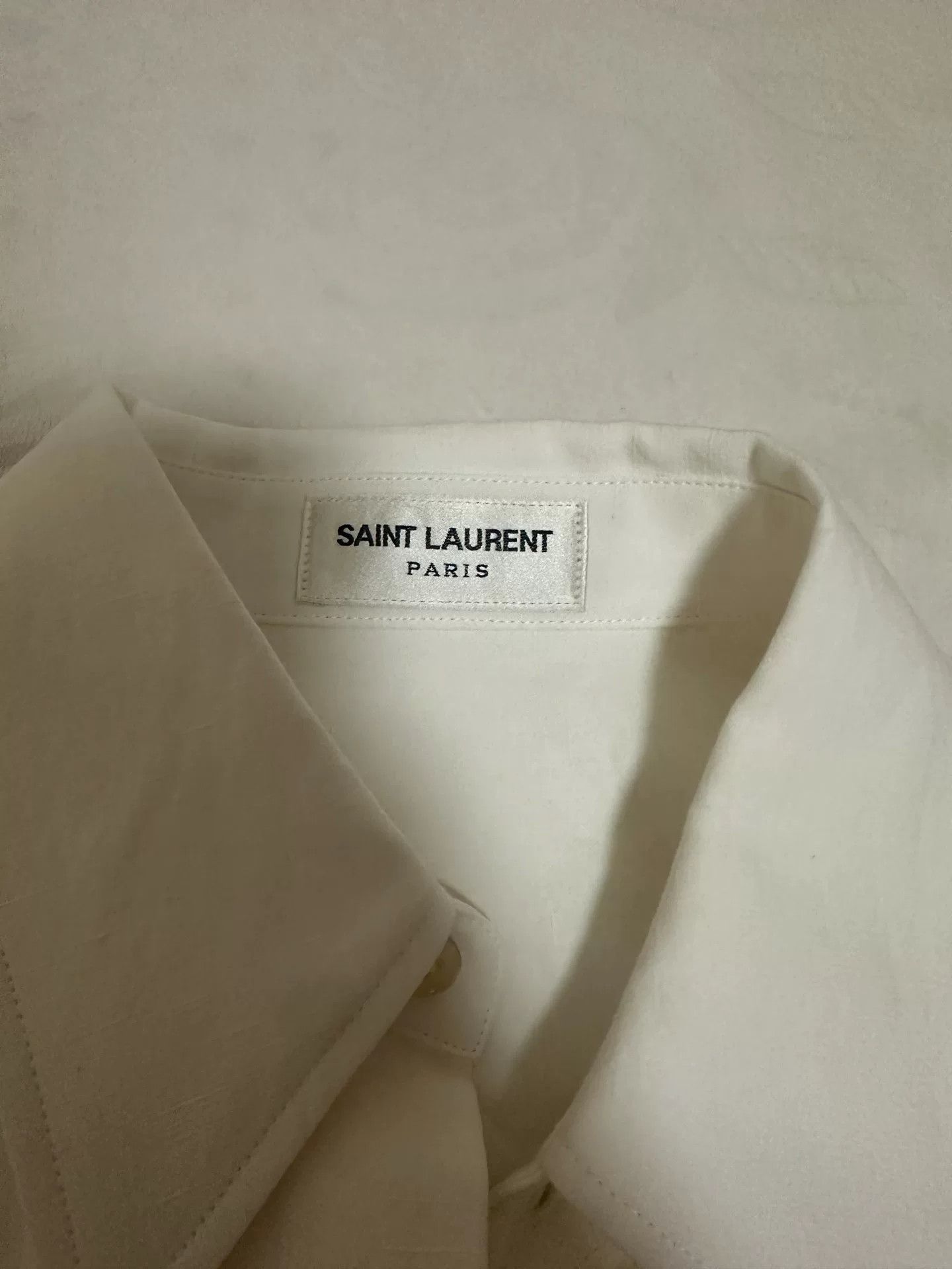 Saint Laurent Paris Saint Laurent White Cotton-Linen Shirt Size S / US 4 / IT 40 - 3 Thumbnail
