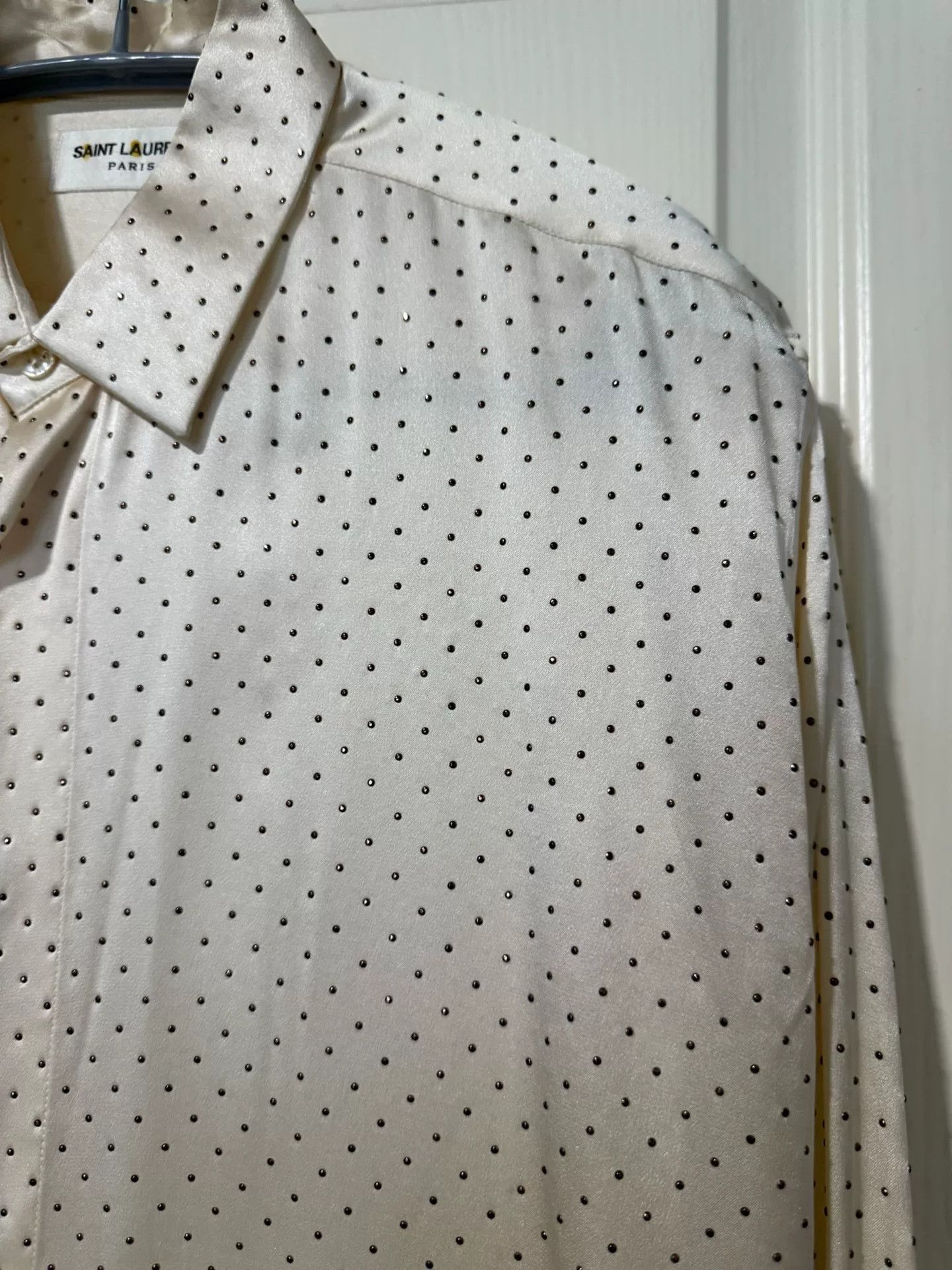 Saint Laurent Paris Saint Laurent Cream Polka Dot Shirt Size S / US 4 / IT 40 - 2 Thumbnail