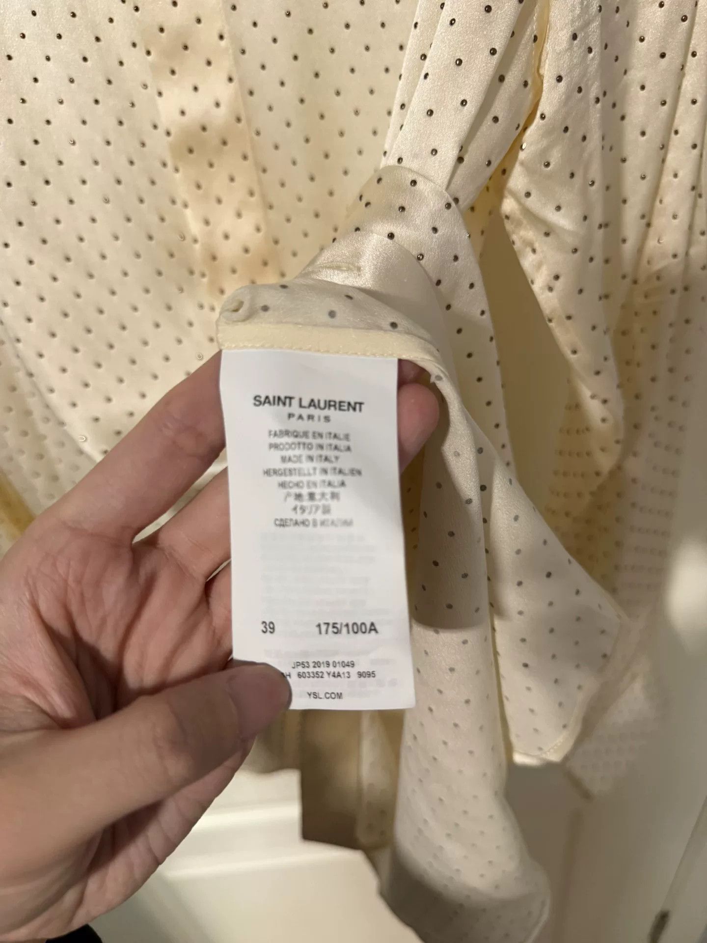 Saint Laurent Paris Saint Laurent Cream Polka Dot Shirt Size S / US 4 / IT 40 - 4 Thumbnail