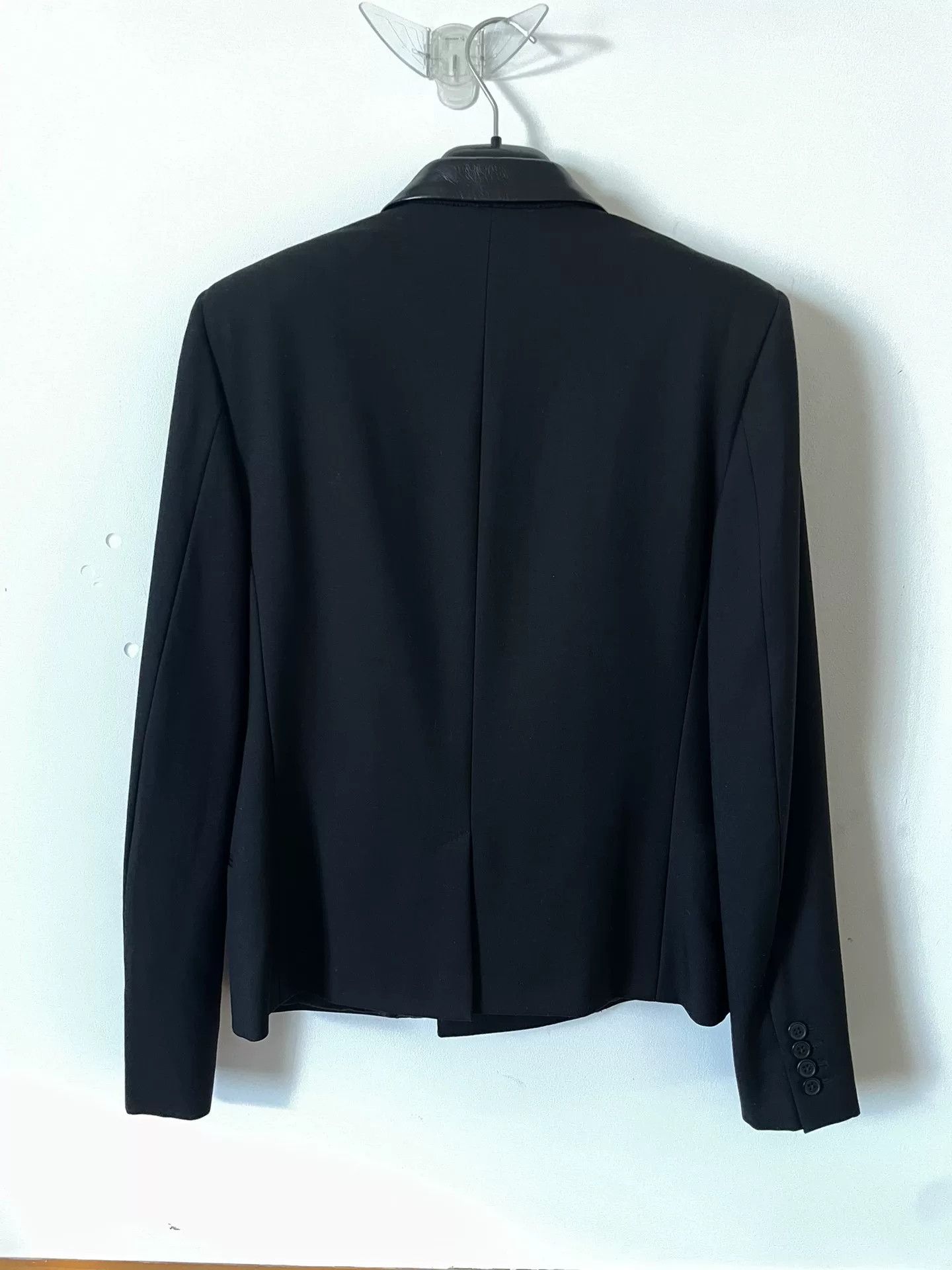 Saint Laurent Paris Saint Laurent Black Leather Collar Double-Breasted Blazer Size US M / EU 48-50 / 2 - 3 Thumbnail