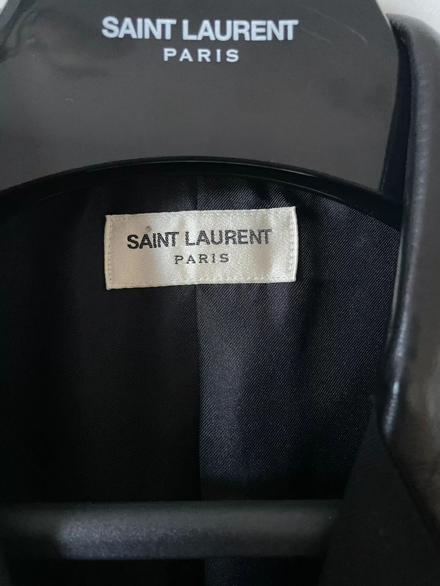 Saint Laurent Paris Saint Laurent Black Leather Collar Double-Breasted Blazer Size US M / EU 48-50 / 2 - 2 Thumbnail