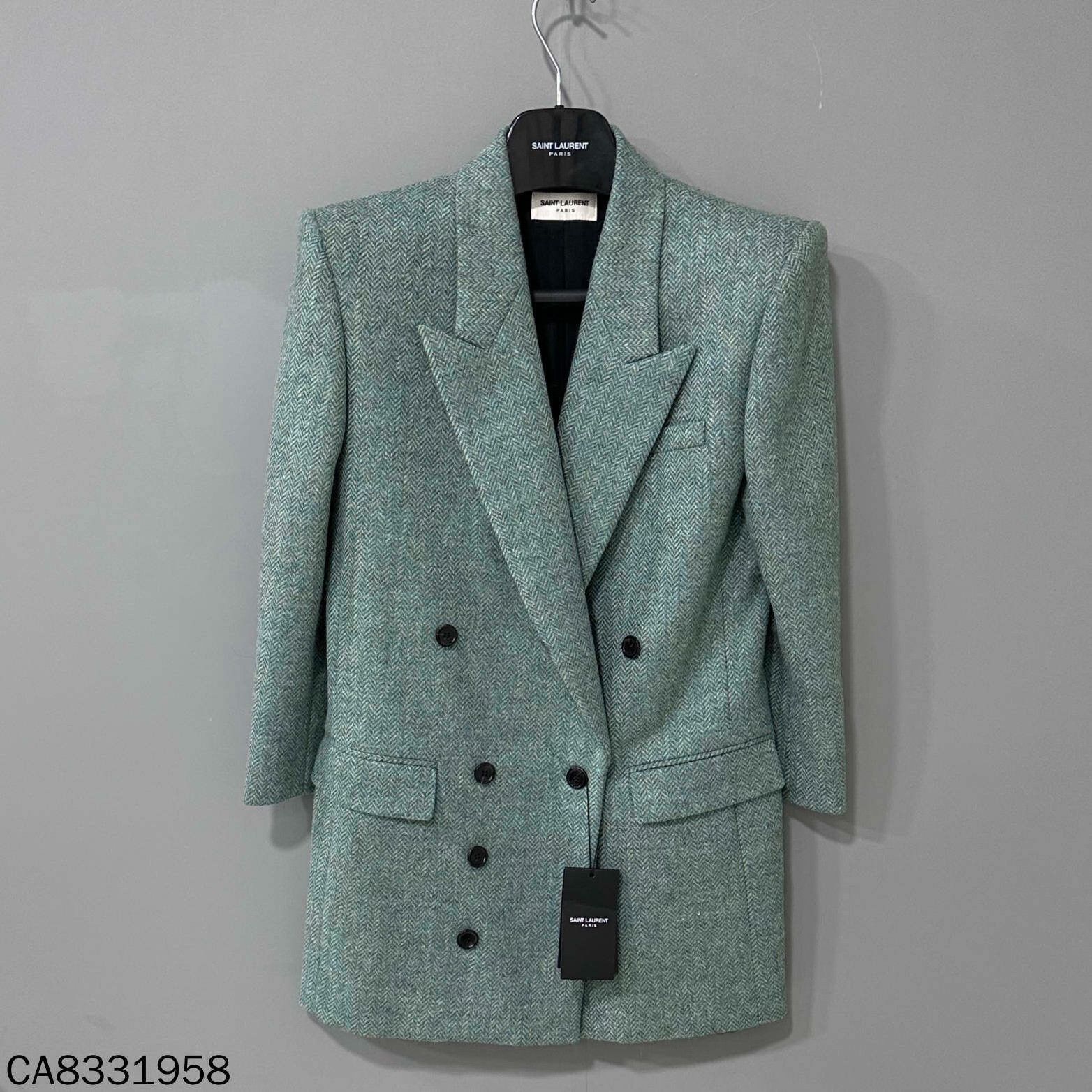 Saint Laurent Paris Saint Laurent Mint Green Double-Breasted Blazer Size XS / US 0-2 / IT 36-38 - 6 Thumbnail