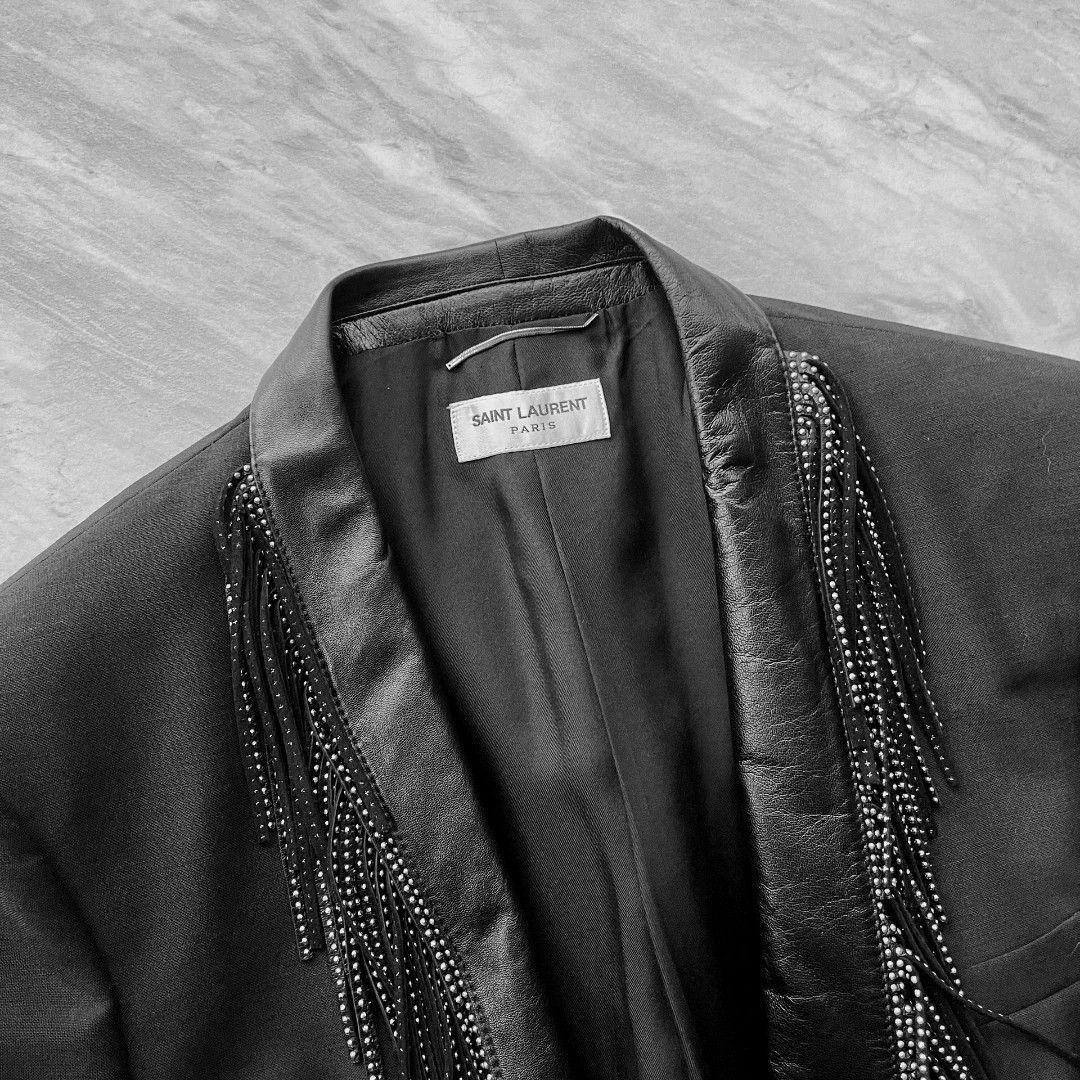 Saint Laurent Paris Saint Laurent Fringe Leather Collar Blazer Size US M / EU 48-50 / 2 - 3 Thumbnail