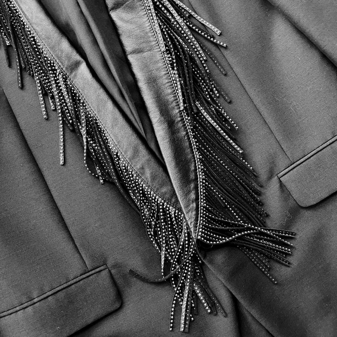 Saint Laurent Paris Saint Laurent Fringe Leather Collar Blazer Size US M / EU 48-50 / 2 - 4 Thumbnail
