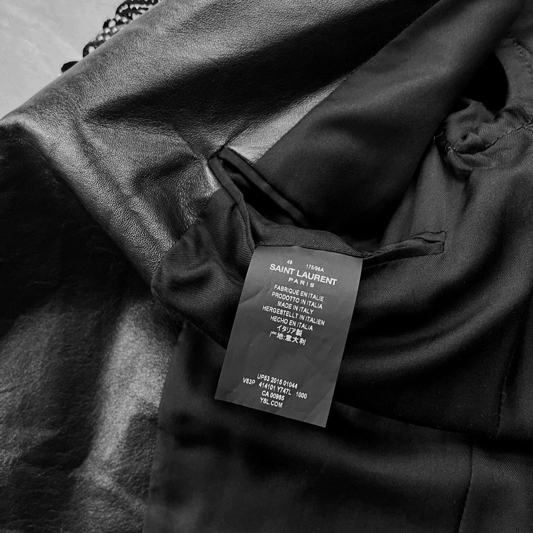 Saint Laurent Paris Saint Laurent Fringe Leather Collar Blazer Size US M / EU 48-50 / 2 - 9 Thumbnail