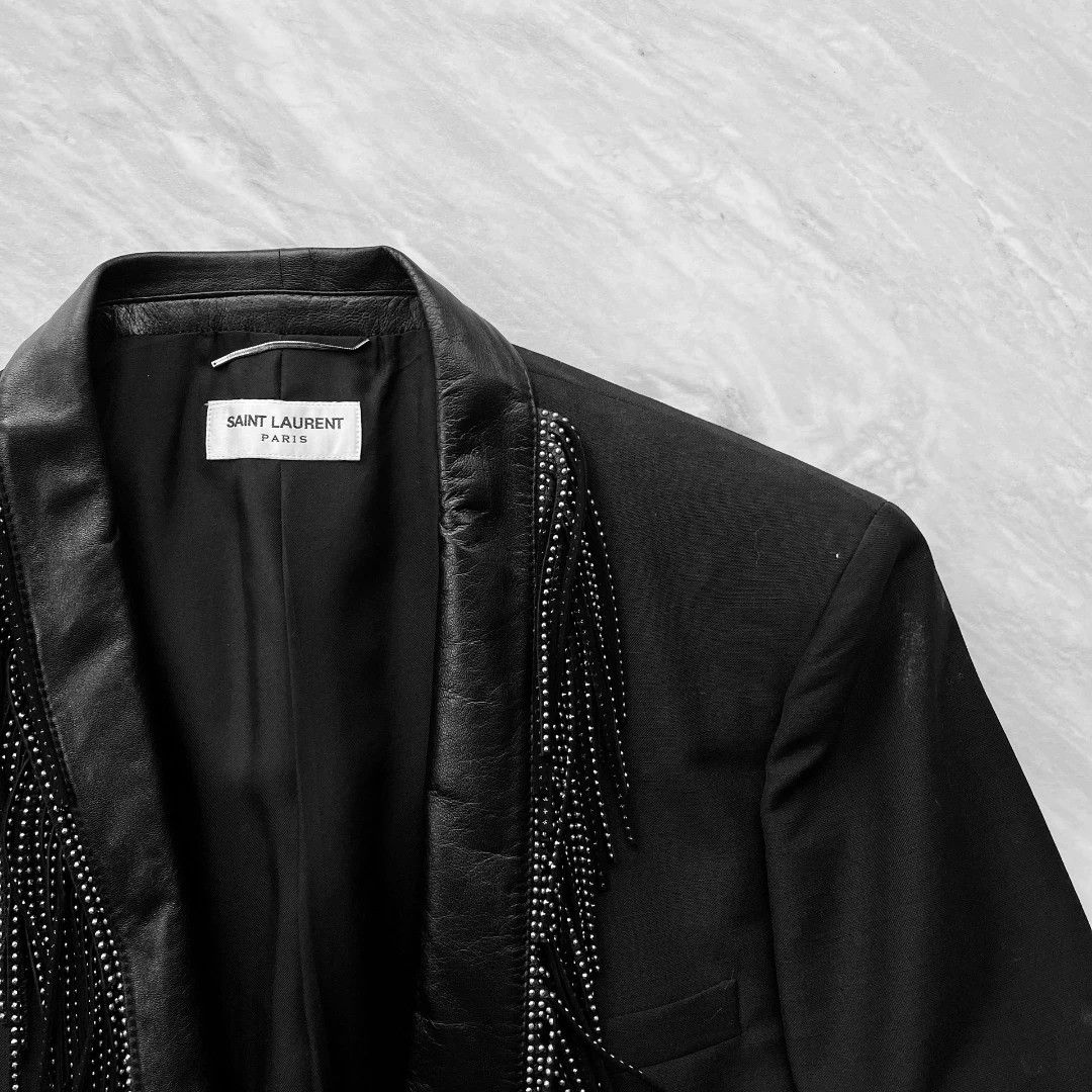 Saint Laurent Paris Saint Laurent Fringe Leather Collar Blazer Size US M / EU 48-50 / 2 - 7 Thumbnail