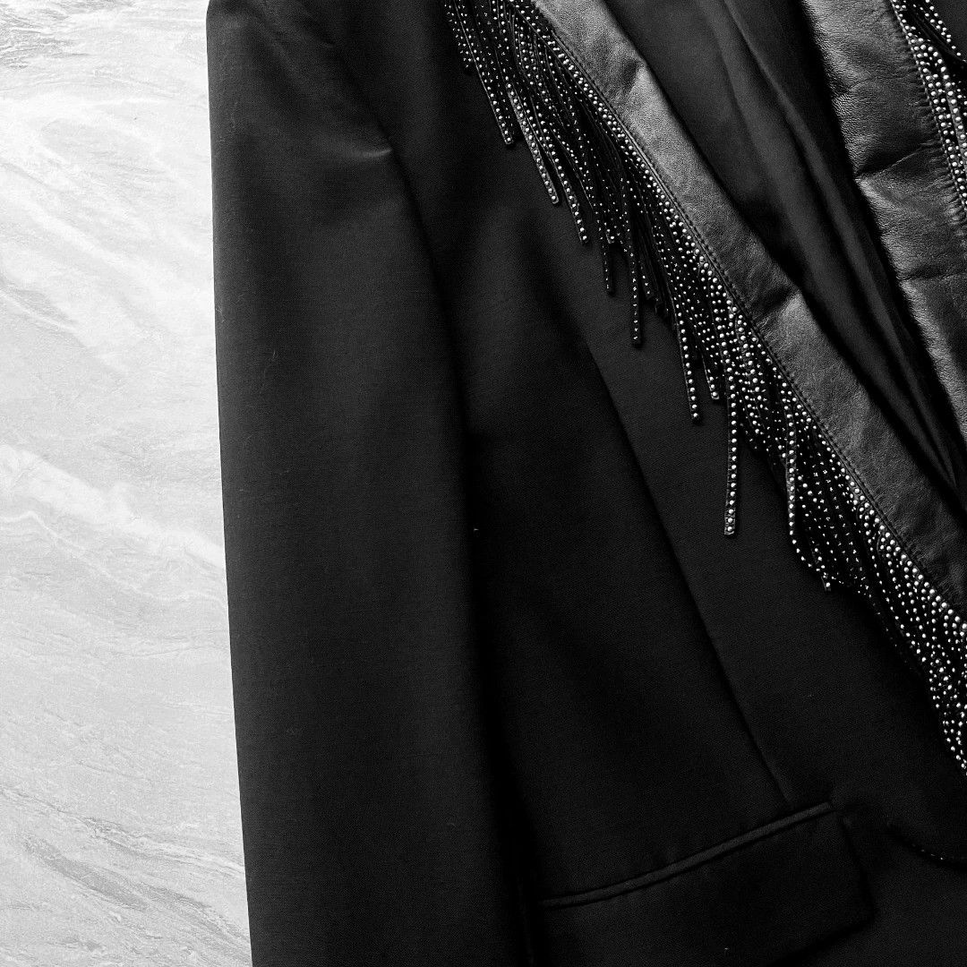 Saint Laurent Paris Saint Laurent Fringe Leather Collar Blazer Size US M / EU 48-50 / 2 - 6 Thumbnail
