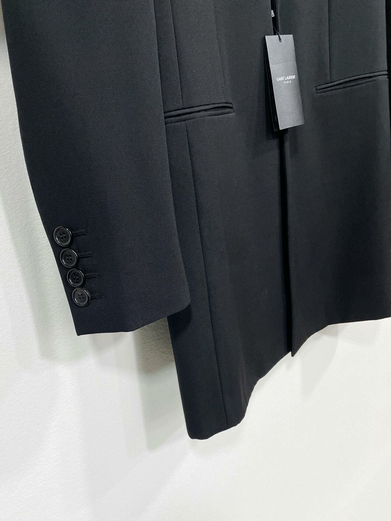 Saint Laurent Paris SAINT LAURENT Men's Black Wool Coat Size US S / EU 44-46 / 1 - 4 Thumbnail