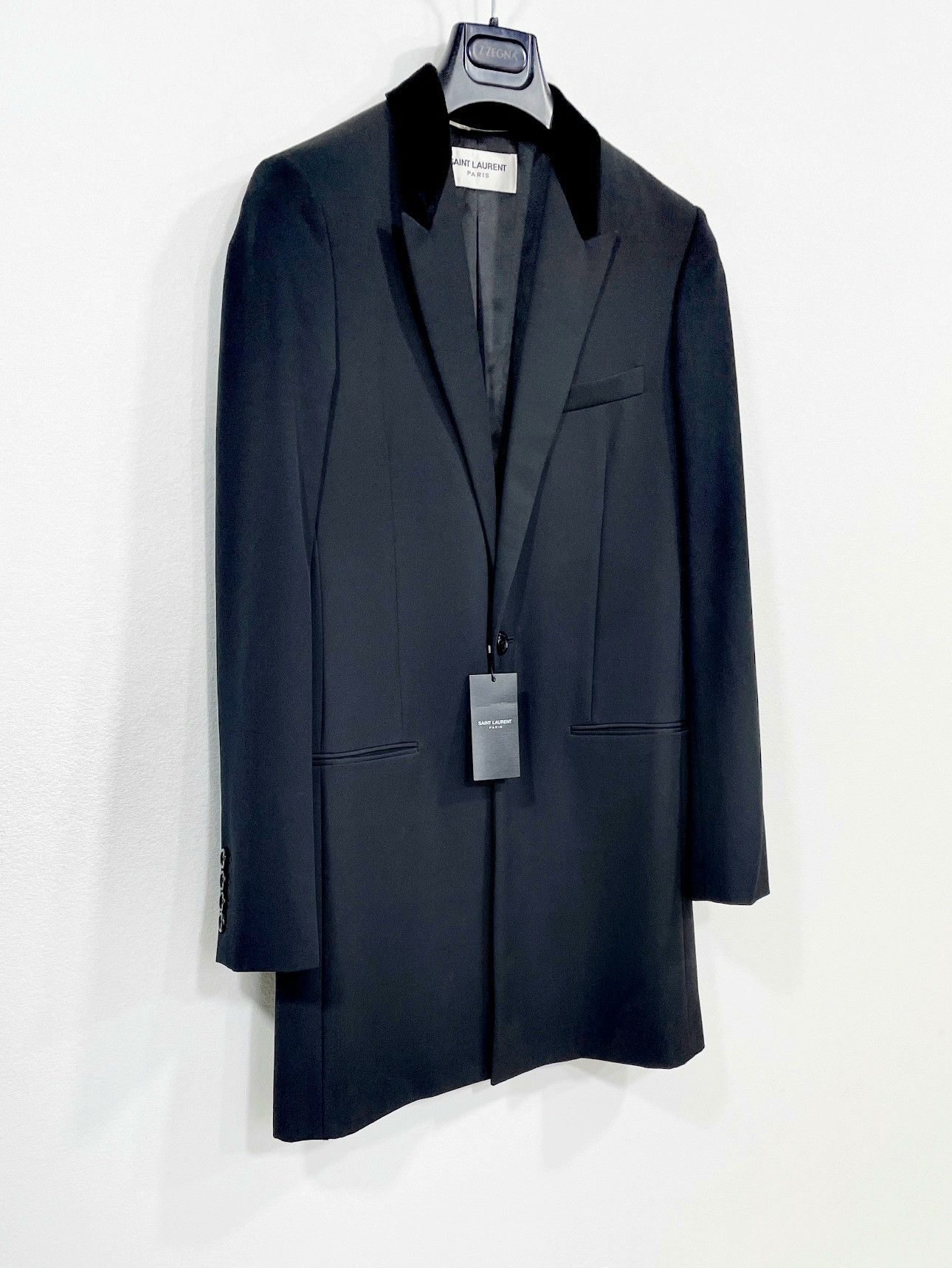 Saint Laurent Paris SAINT LAURENT Men's Black Wool Coat Size US S / EU 44-46 / 1 - 2 Thumbnail