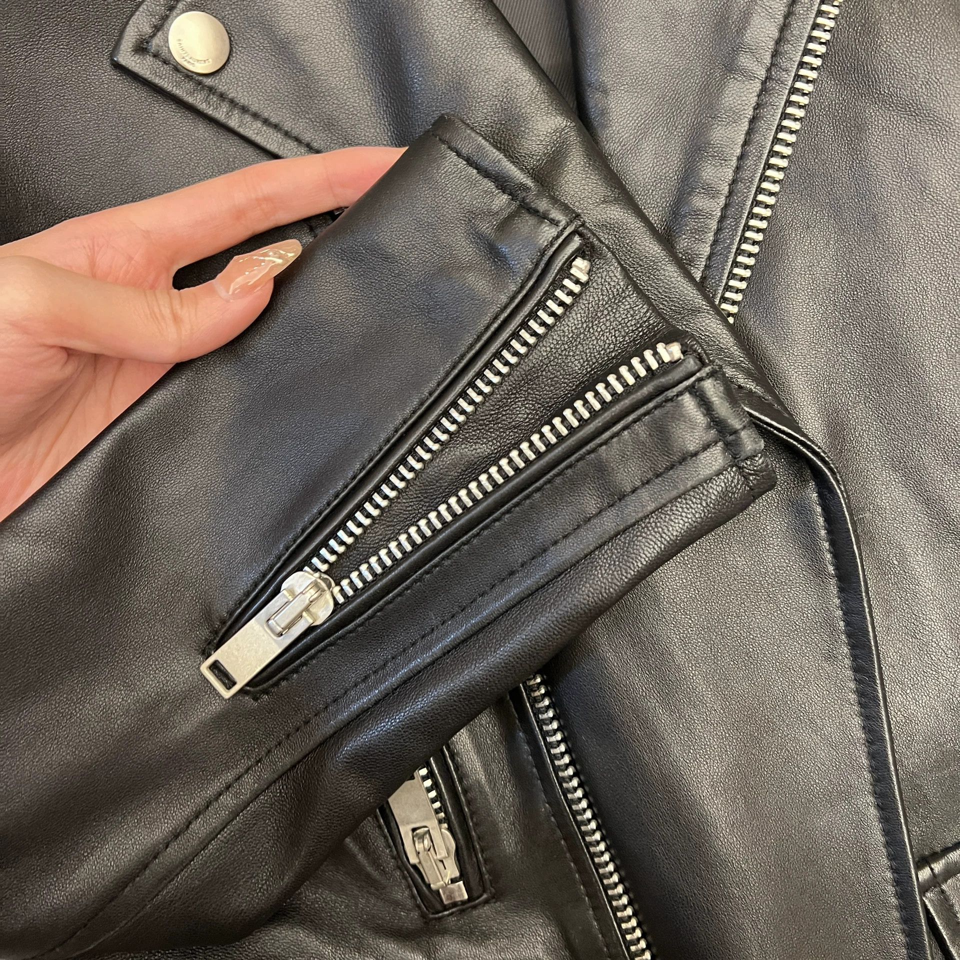 Saint Laurent Paris Saint Laurent Black Leather Biker Jacket Size M / US 6-8 / IT 42-44 - 2 Thumbnail