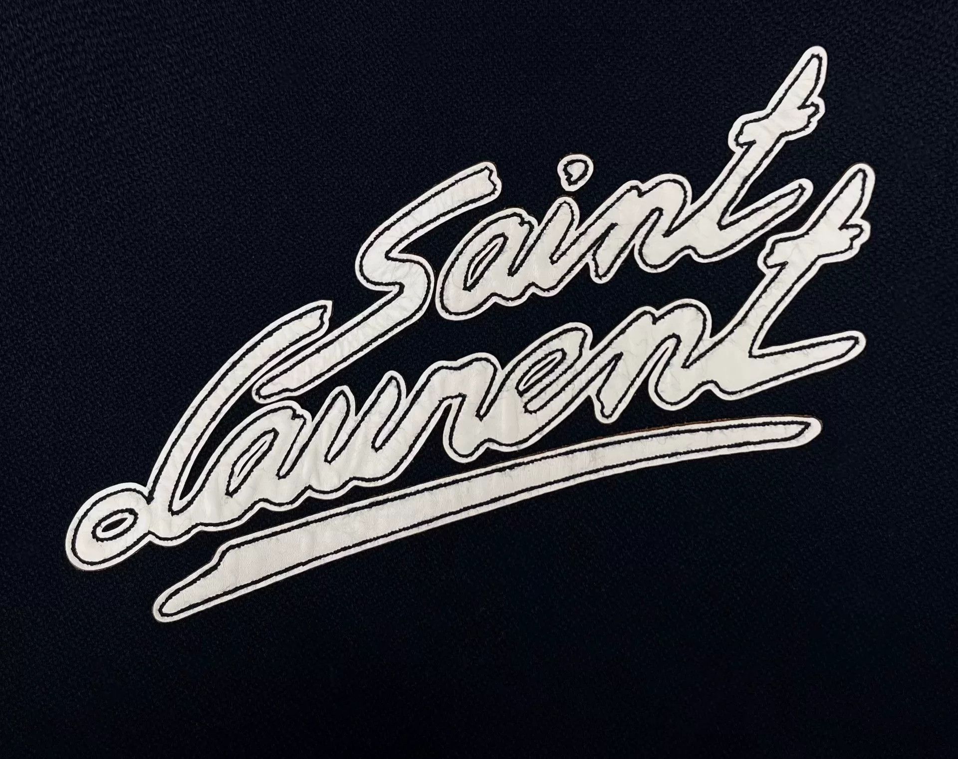 Saint Laurent Paris Saint Laurent Black Striped Wool Baseball Jacket Size US M / EU 48-50 / 2 - 5 Thumbnail