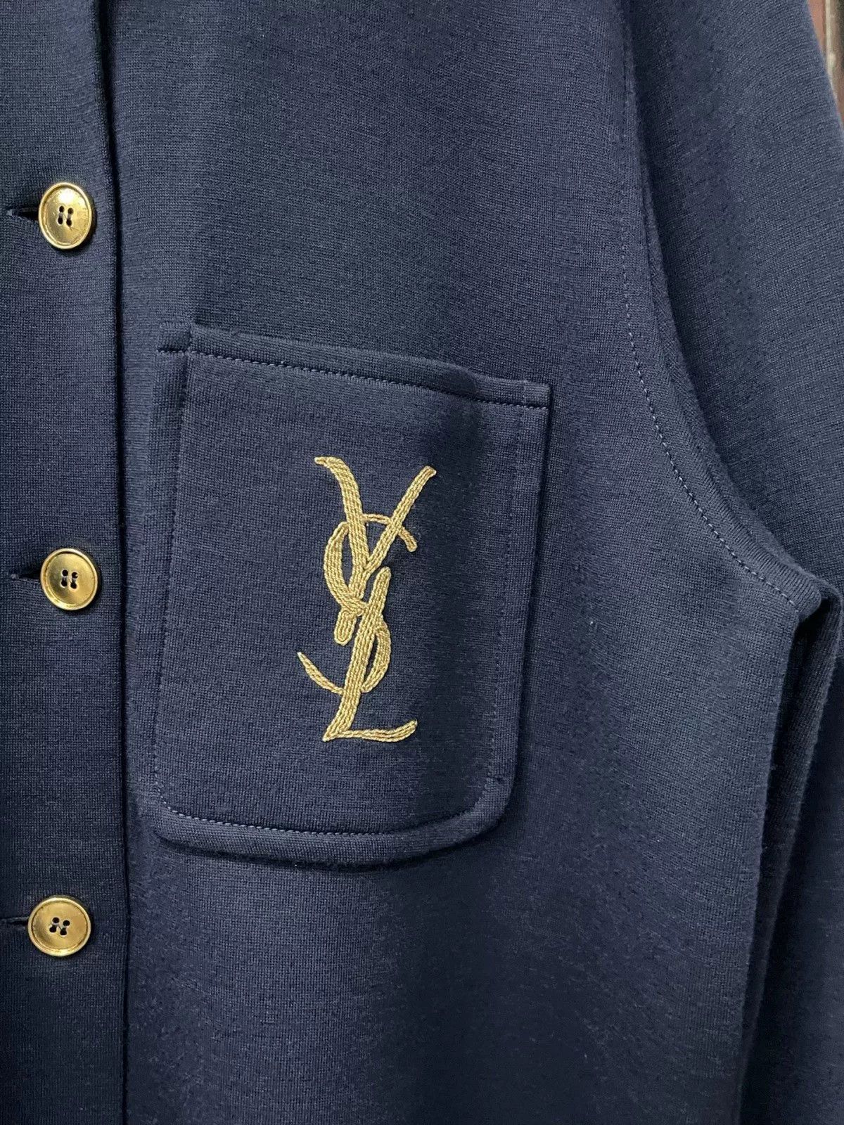 Saint Laurent Paris Saint Laurent Navy Shirt with YSL Logo Size US XS / EU 42 / 0 - 5 Thumbnail