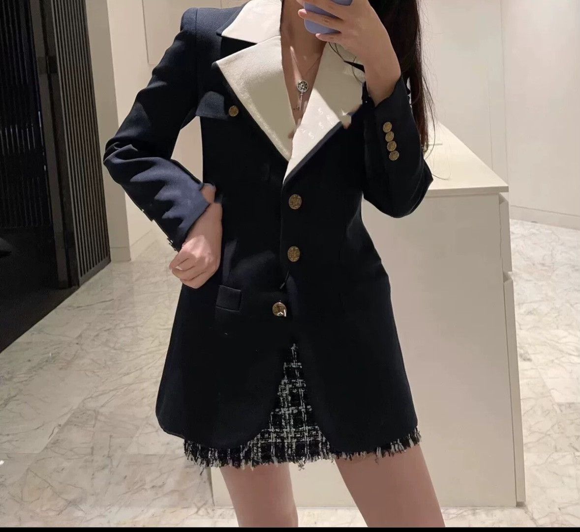 Saint Laurent Paris Saint Laurent Navy Gold Button Blazer Size US XXS / EU 40 - 5 Thumbnail