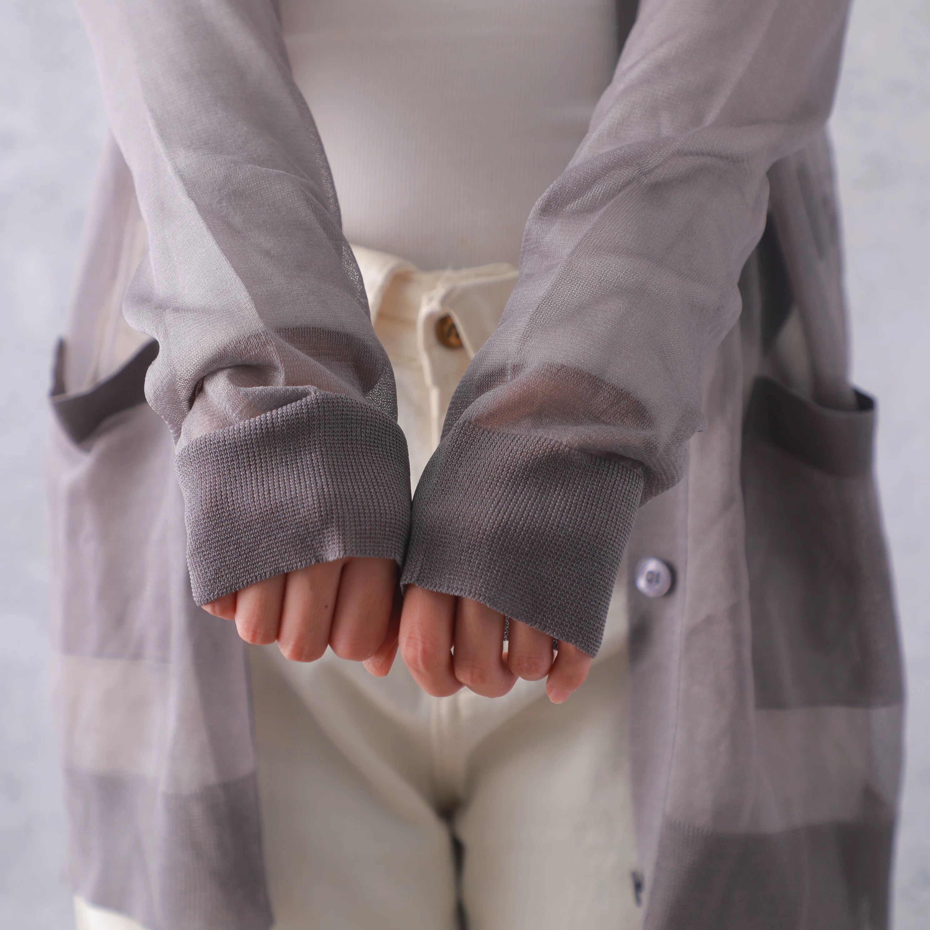 Saint Laurent Paris SAINT LAURENT Gray Silk Sheer Cardigan Size L / US 10 / IT 46 - 5 Thumbnail