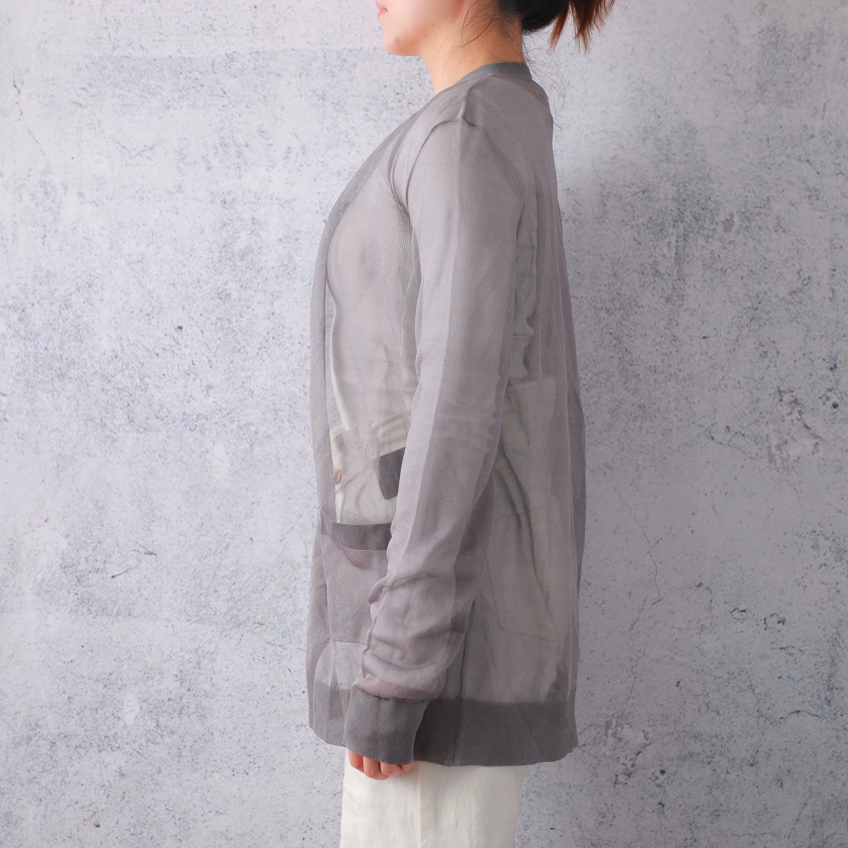 Saint Laurent Paris SAINT LAURENT Gray Silk Sheer Cardigan Size L / US 10 / IT 46 - 4 Thumbnail
