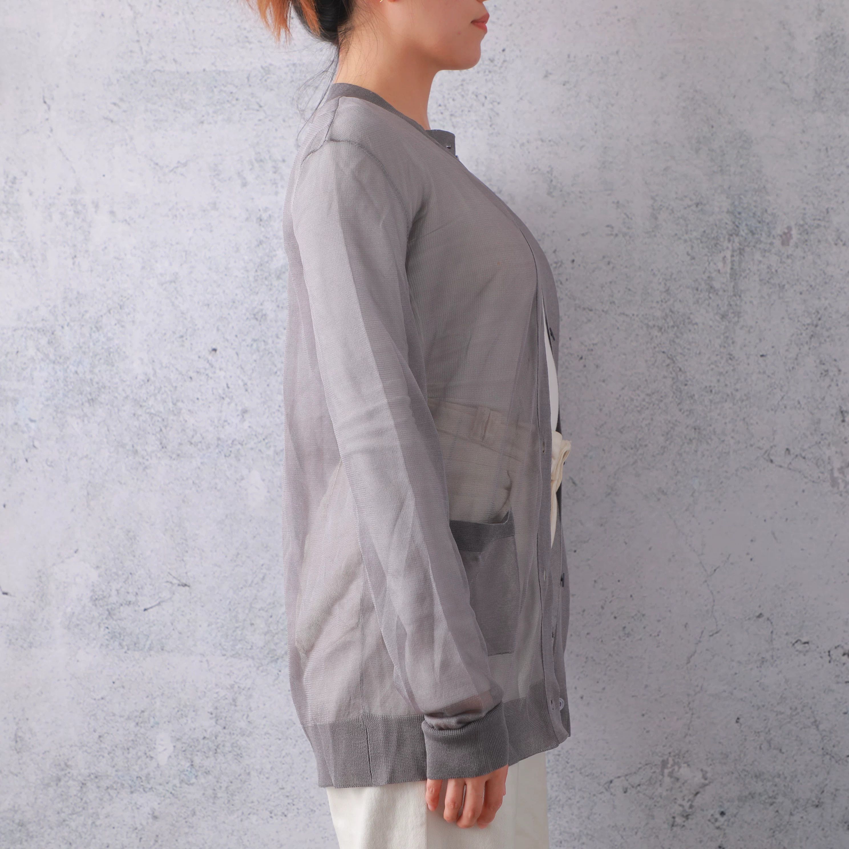 Saint Laurent Paris SAINT LAURENT Gray Silk Sheer Cardigan Size L / US 10 / IT 46 - 2 Thumbnail
