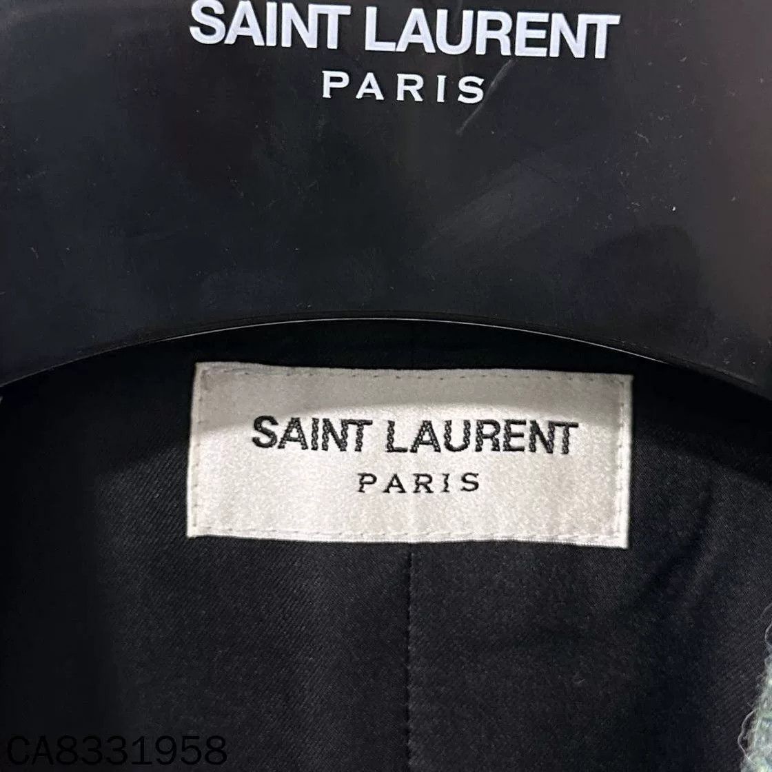 Saint Laurent Paris Saint Laurent Light Green Herringbone Blazer Size XS / US 0-2 / IT 36-38 - 4 Thumbnail