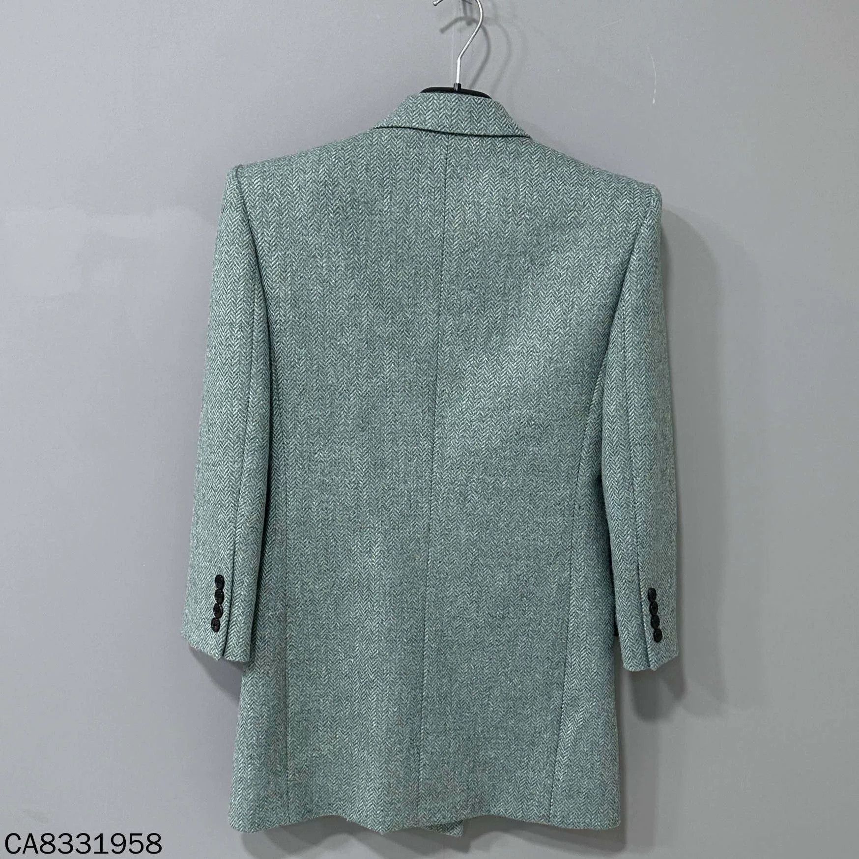 Saint Laurent Paris Saint Laurent Light Green Herringbone Blazer Size XS / US 0-2 / IT 36-38 - 3 Thumbnail