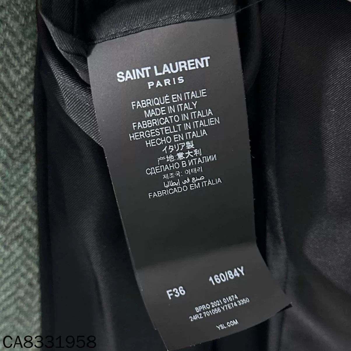 Saint Laurent Paris Saint Laurent Light Green Herringbone Blazer Size XS / US 0-2 / IT 36-38 - 5 Thumbnail