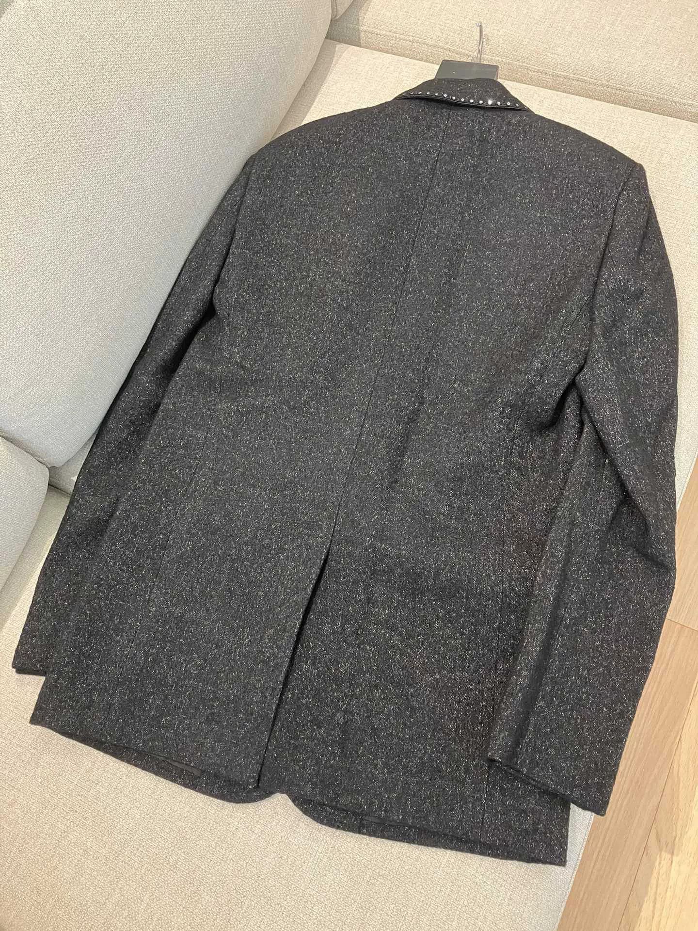 Saint Laurent Paris Saint Laurent Dark Gray Studded Blazer Size US M / EU 48-50 / 2 - 4 Thumbnail