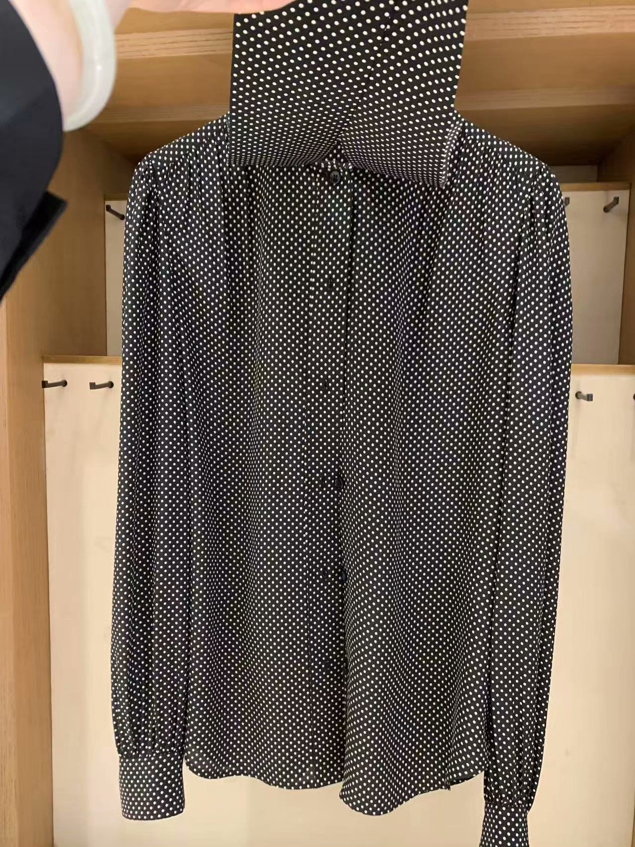 Saint Laurent Paris Saint Laurent Women's Polka Dot Silk Shirt Size S / US 4 / IT 40 - 2 Thumbnail