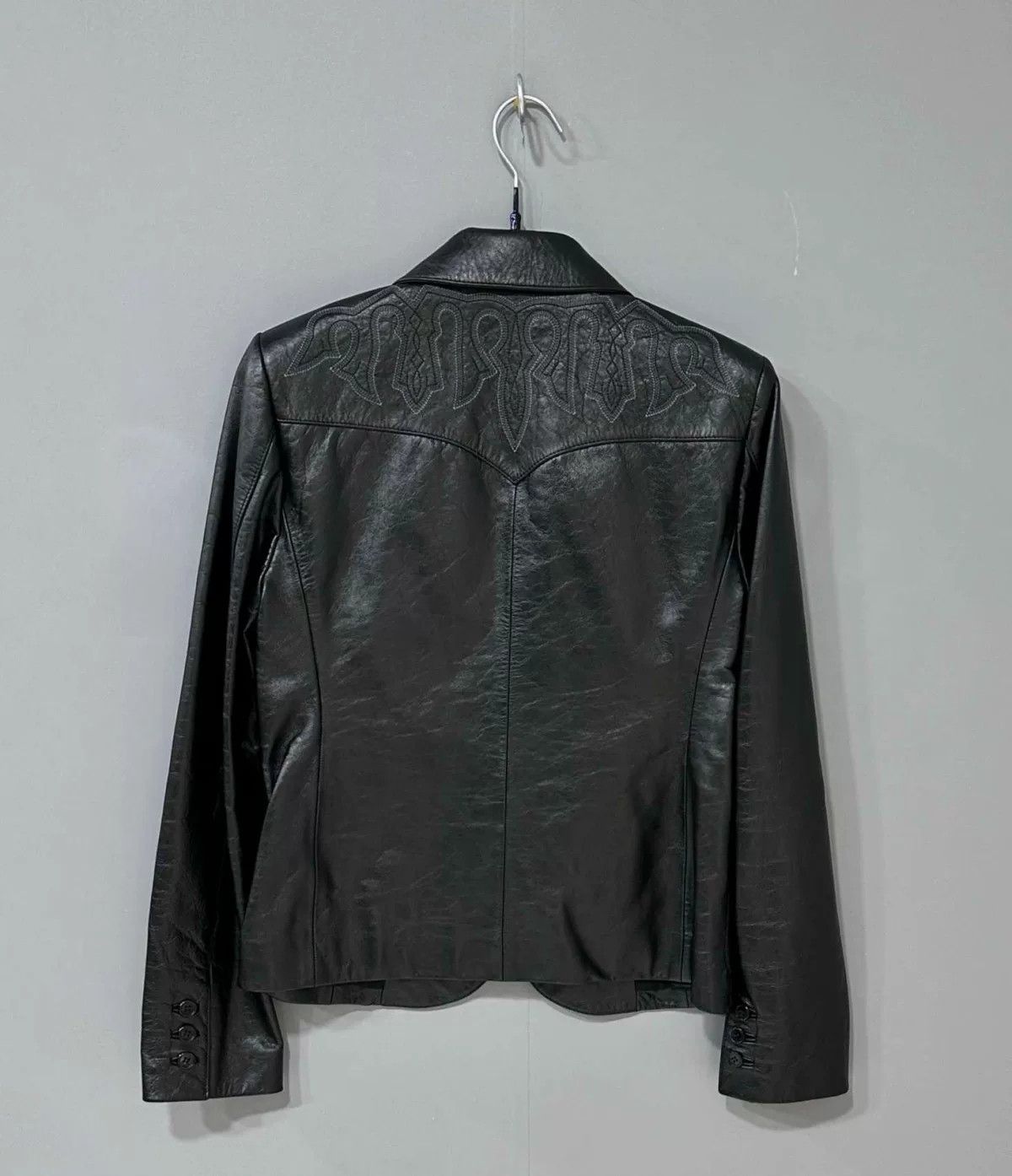 Saint Laurent Paris Saint Laurent Embroidered Leather Blazer Size S / US 4 / IT 40 - 3 Thumbnail