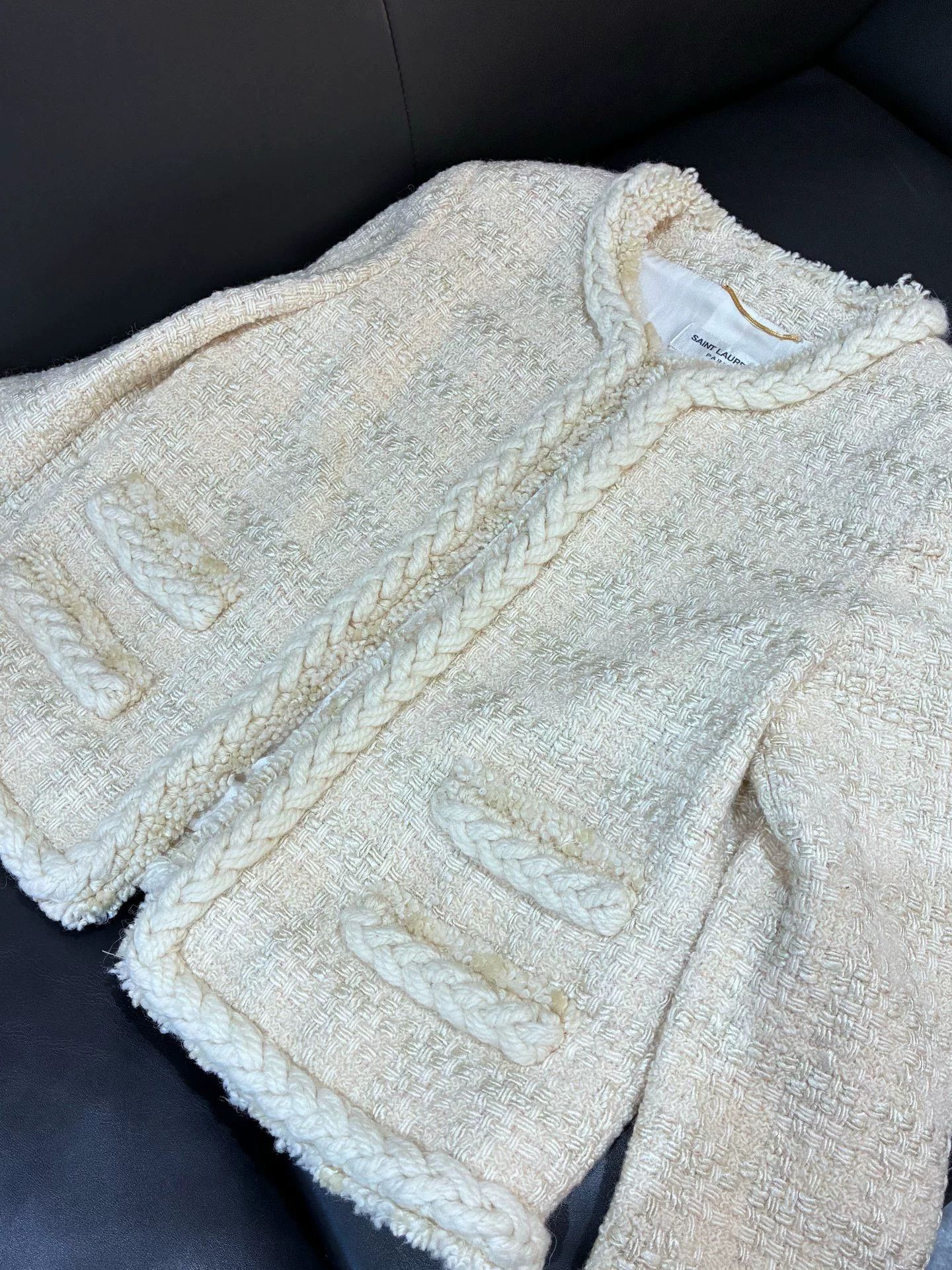 Saint Laurent Paris Saint Laurent Beige Tweed Jacket Size S / US 4 / IT 40 - 5 Thumbnail