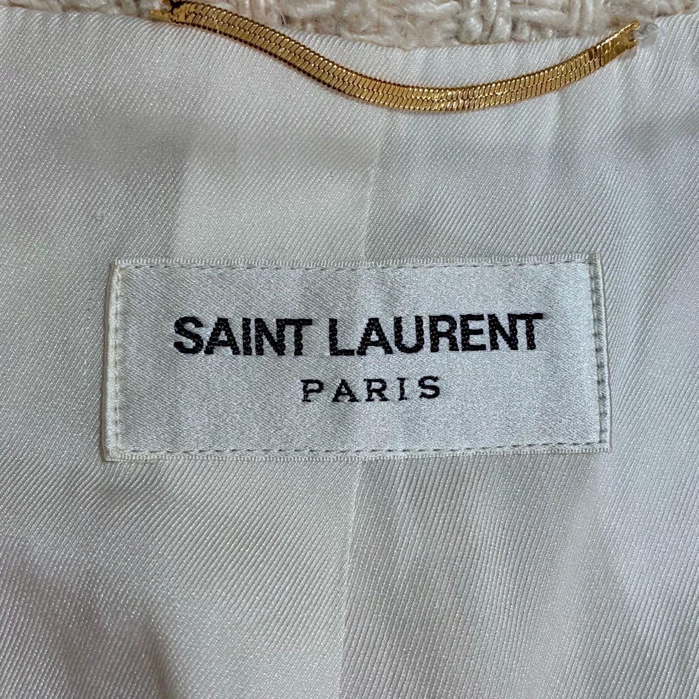 Saint Laurent Paris Saint Laurent Beige Tweed Jacket Size S / US 4 / IT 40 - 6 Thumbnail