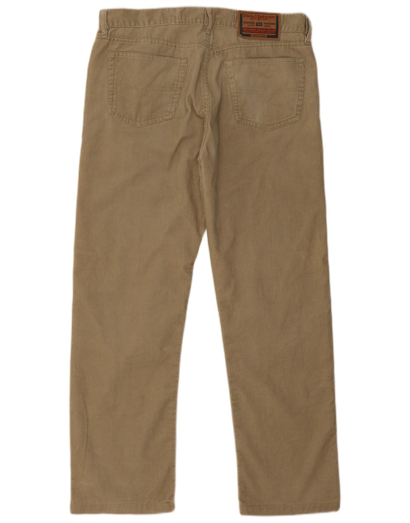 Diesel Mens Straight Corduroy Trousers W36 L31 Beige Cotton Size US 36 / EU 52 - 2 Thumbnail