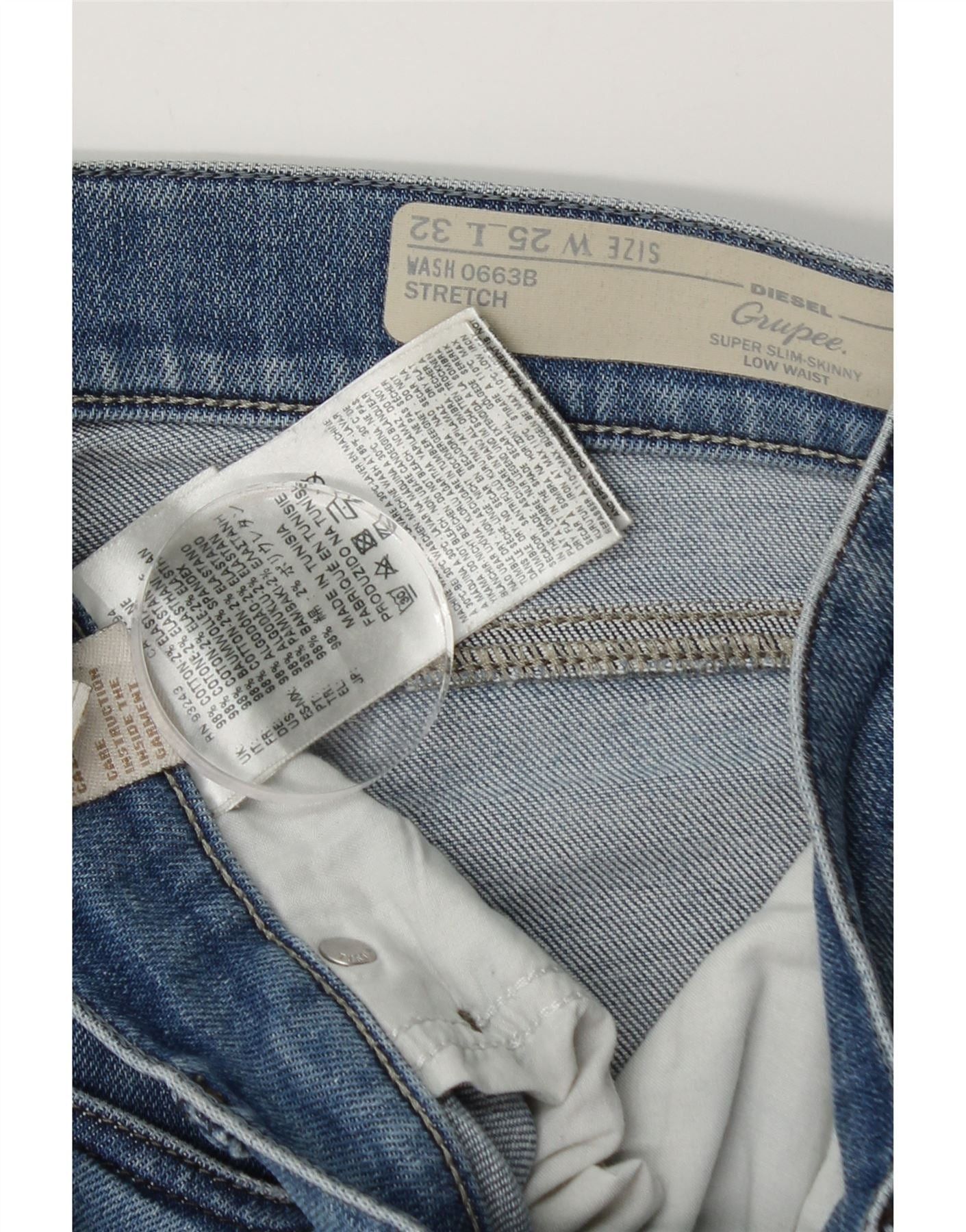 Diesel Womens Grupee Low Waist Super Slim Skinny Jeans W25 L32 Blue Size 25" / US 0 / IT 36 - 3 Thumbnail