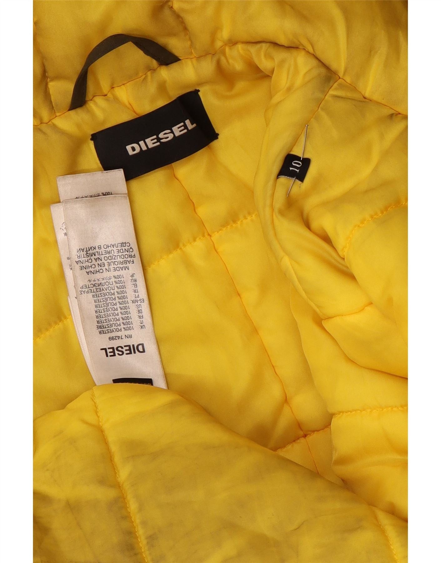 Diesel Boys Hooded Parka Jacket 9-10 Years Khaki Polyester Size M / US 6-8 / IT 42-44 - 4 Thumbnail