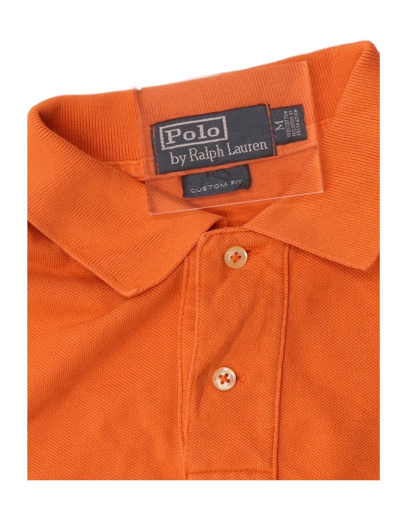 Polo Ralph Lauren Mens Custom Fit Polo Shirt Medium Orange Cotton Size US M / EU 48-50 / 2 - 3 Thumbnail