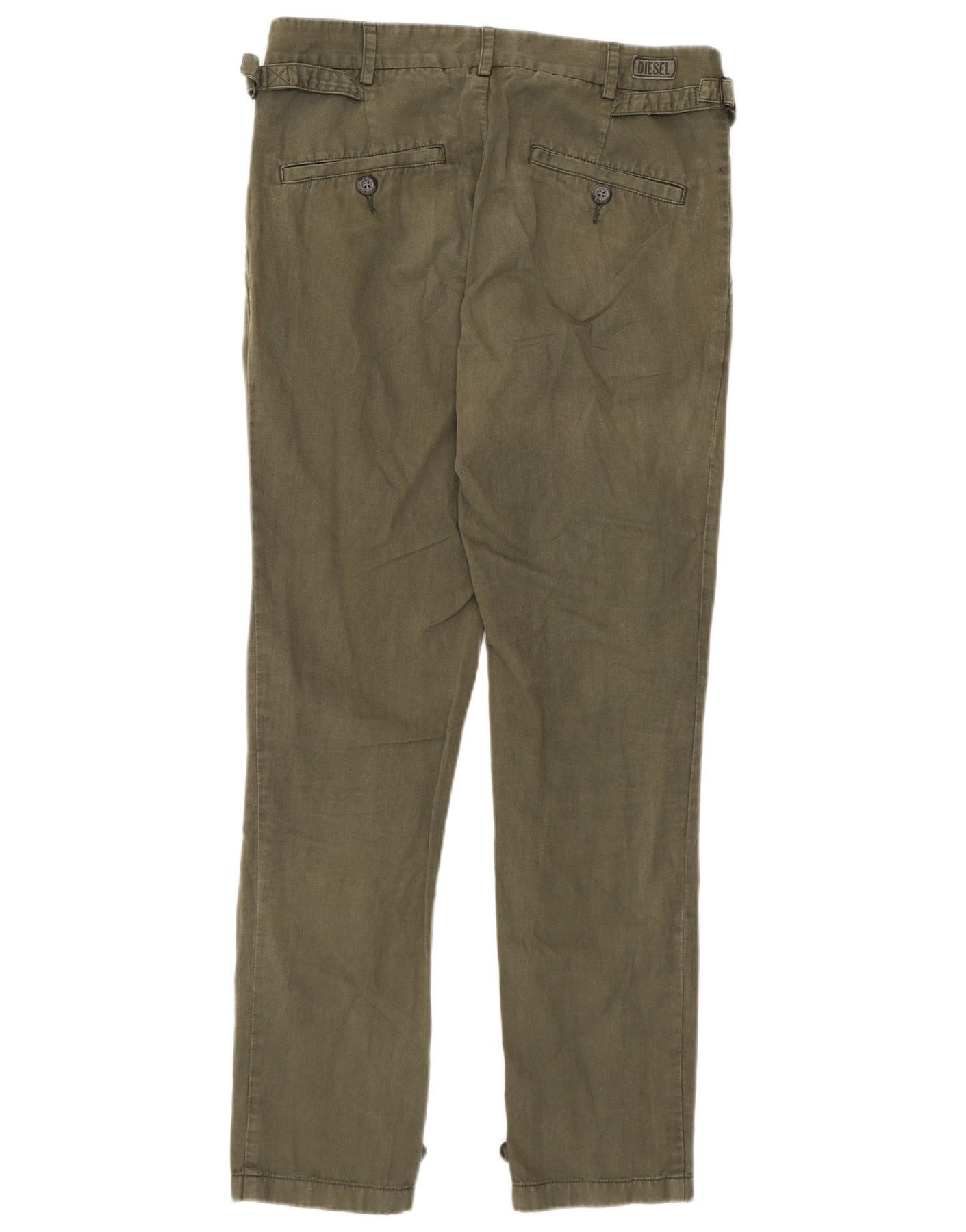 Diesel Womens Slim Chino Trousers W27 L29 Green Cotton Size 42" / US 20 - 2 Thumbnail