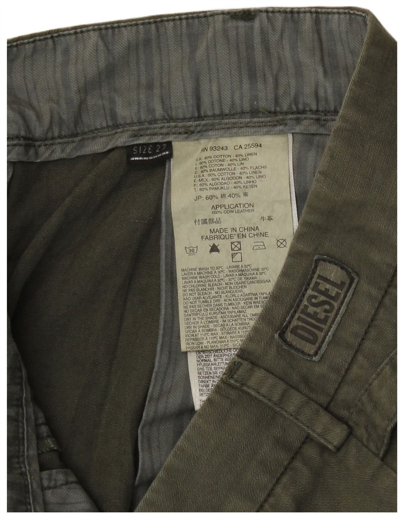 Diesel Womens Slim Chino Trousers W27 L29 Green Cotton Size 42" / US 20 - 3 Thumbnail