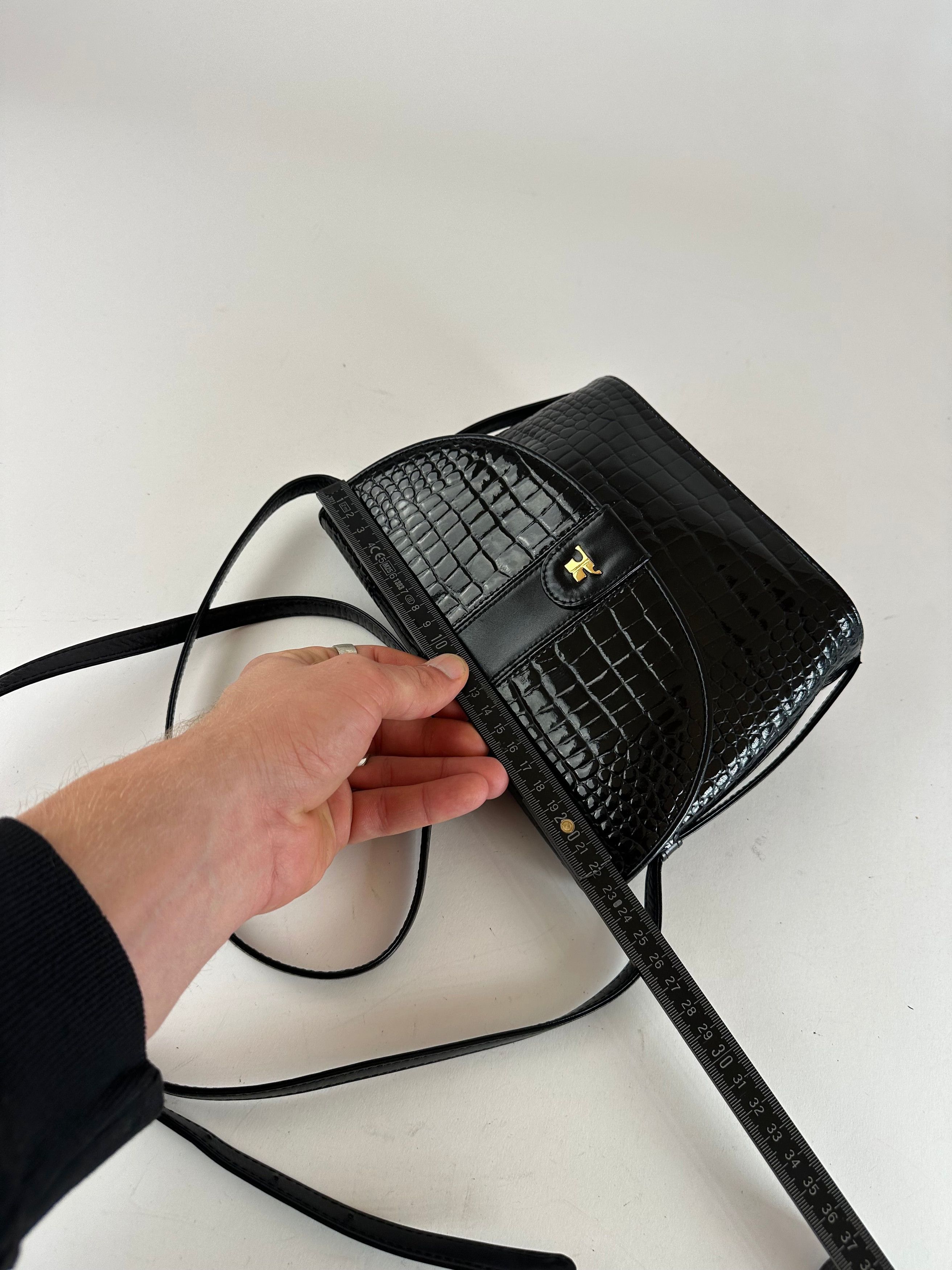 Courreges Vintage Crocodile Emblossed Leather Bag Black Size ONE SIZE - 13 Thumbnail