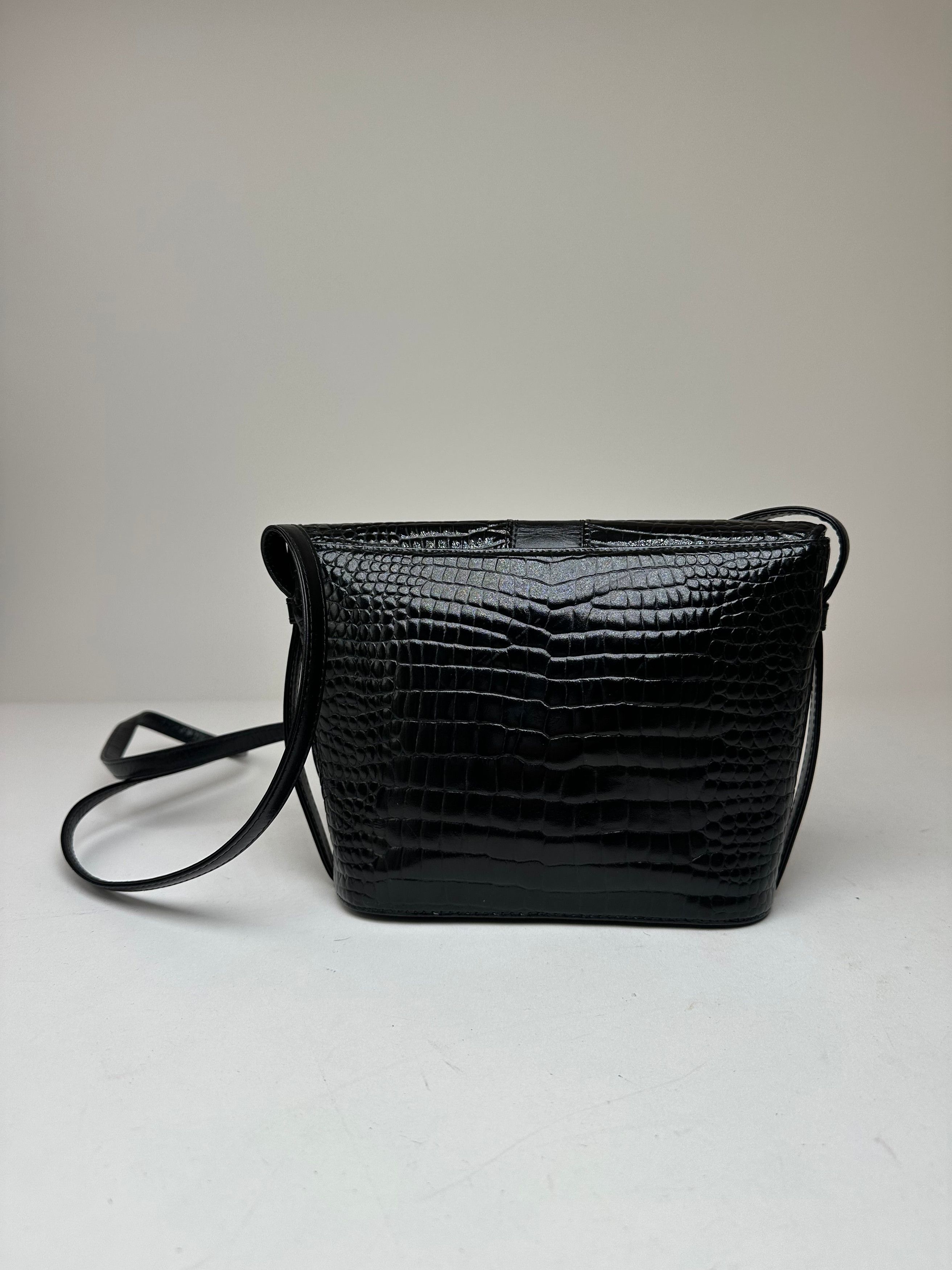 Courreges Vintage Crocodile Emblossed Leather Bag Black Size ONE SIZE - 2 Thumbnail