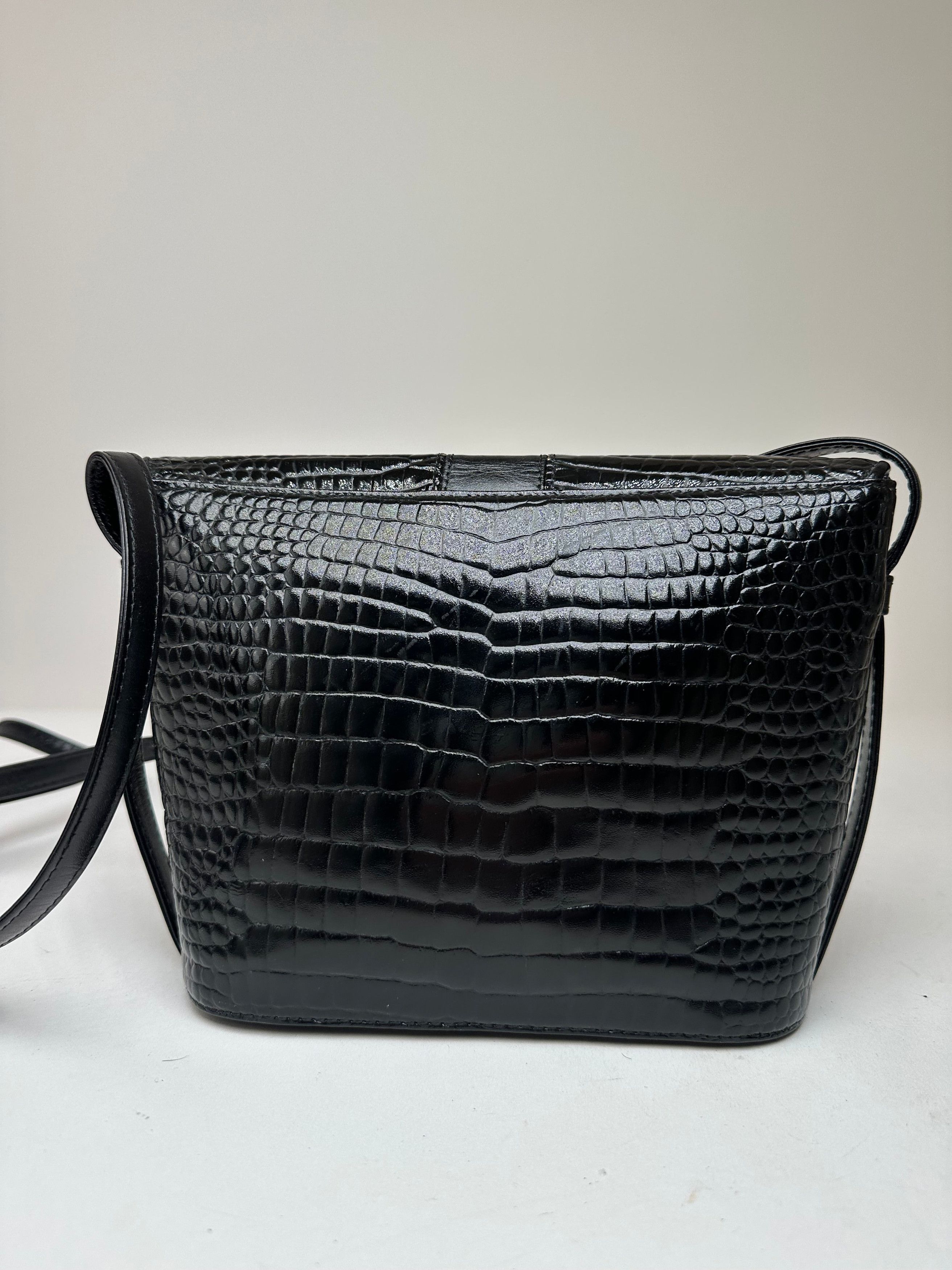 Courreges Vintage Crocodile Emblossed Leather Bag Black Size ONE SIZE - 10 Thumbnail