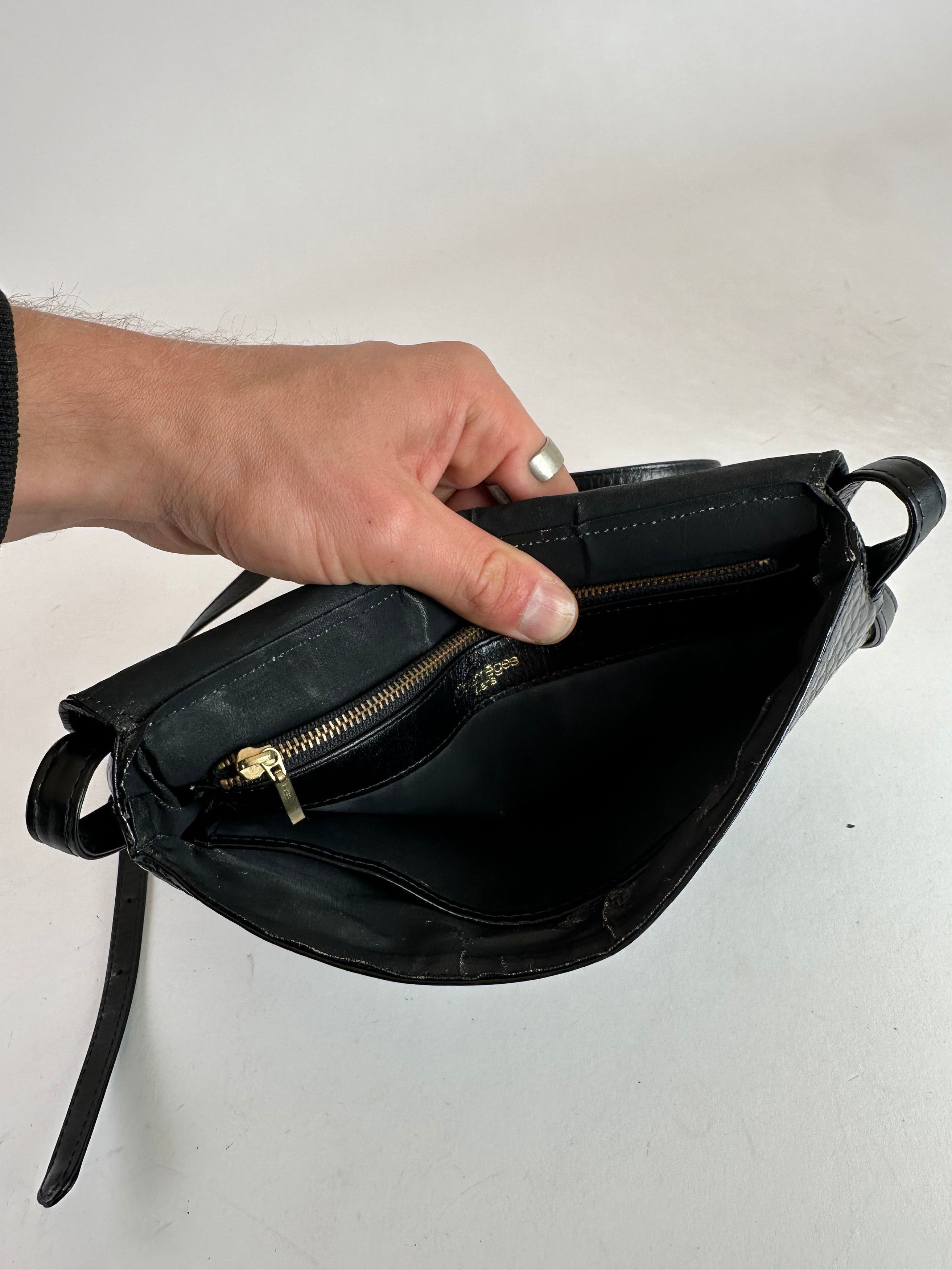 Courreges Vintage Crocodile Emblossed Leather Bag Black Size ONE SIZE - 3 Thumbnail