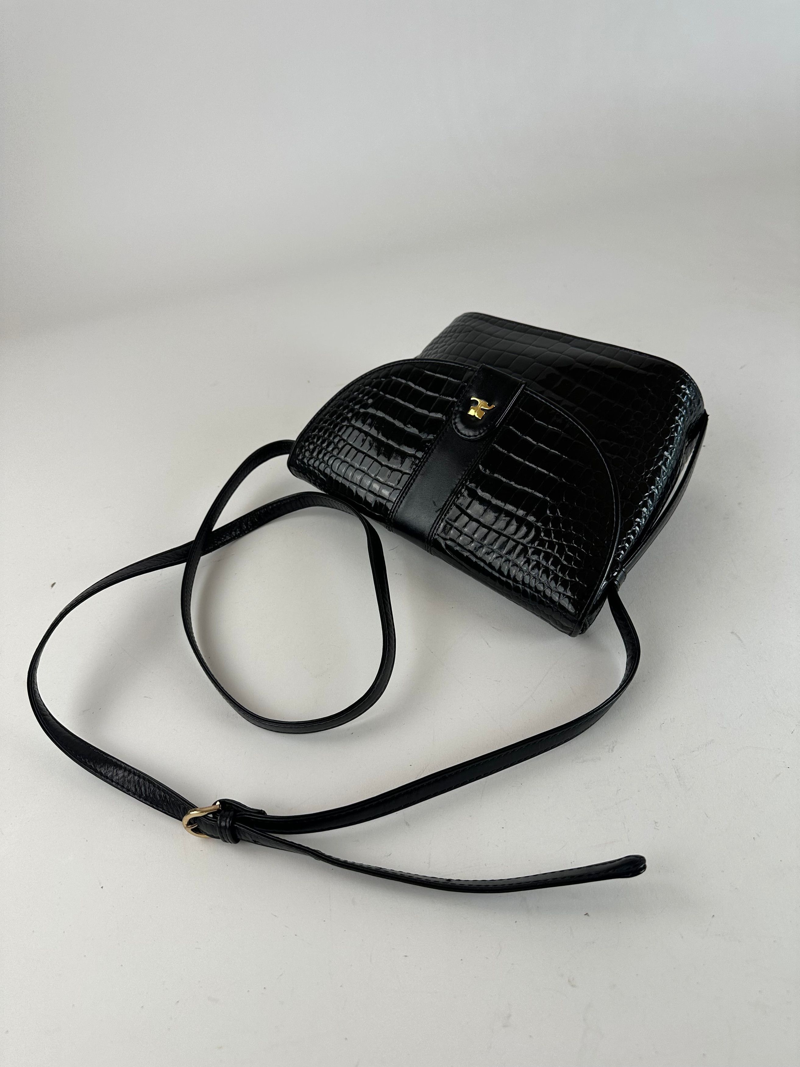 Courreges Vintage Crocodile Emblossed Leather Bag Black Size ONE SIZE - 12 Thumbnail