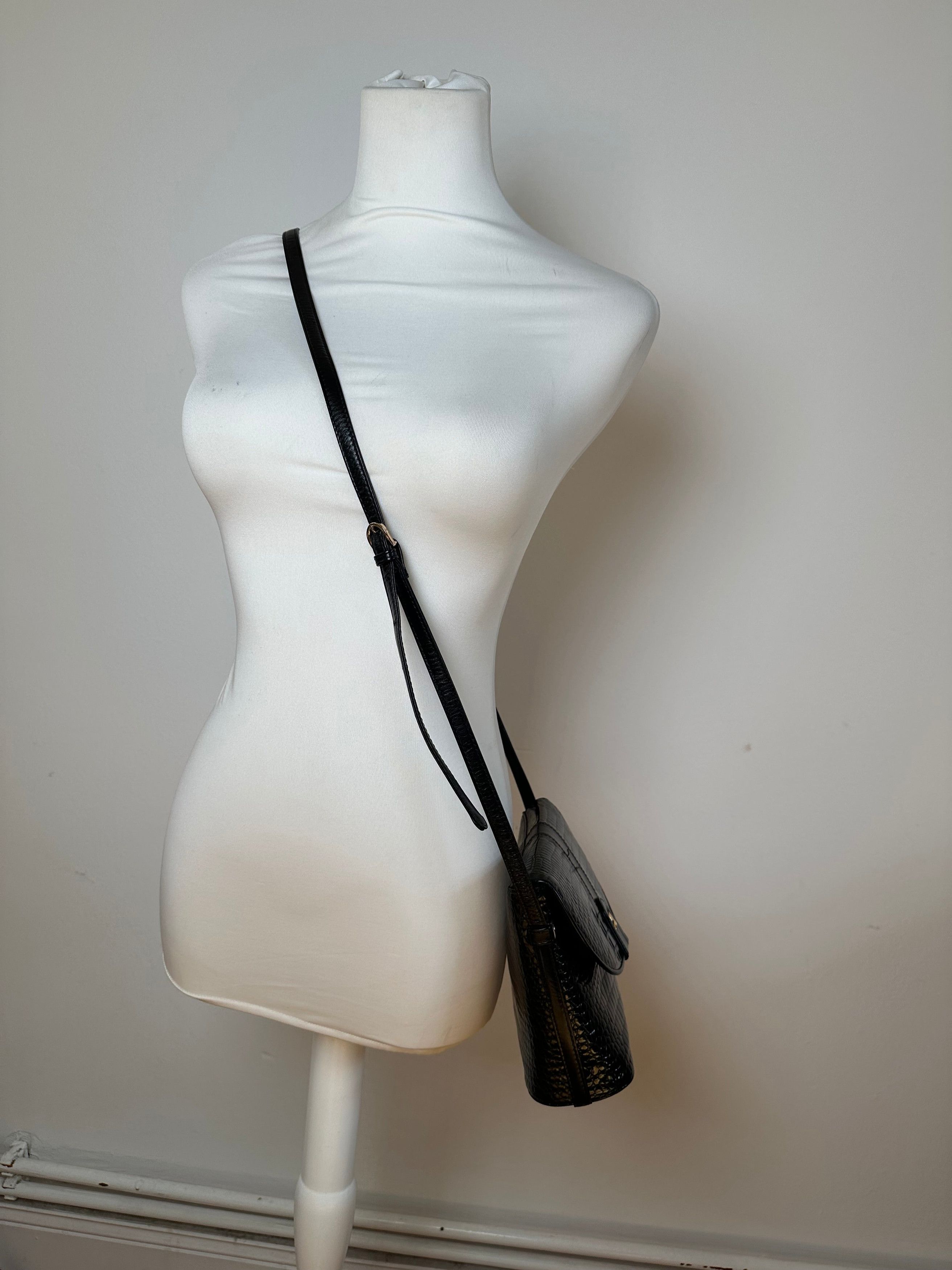 Courreges Vintage Crocodile Emblossed Leather Bag Black Size ONE SIZE - 6 Thumbnail