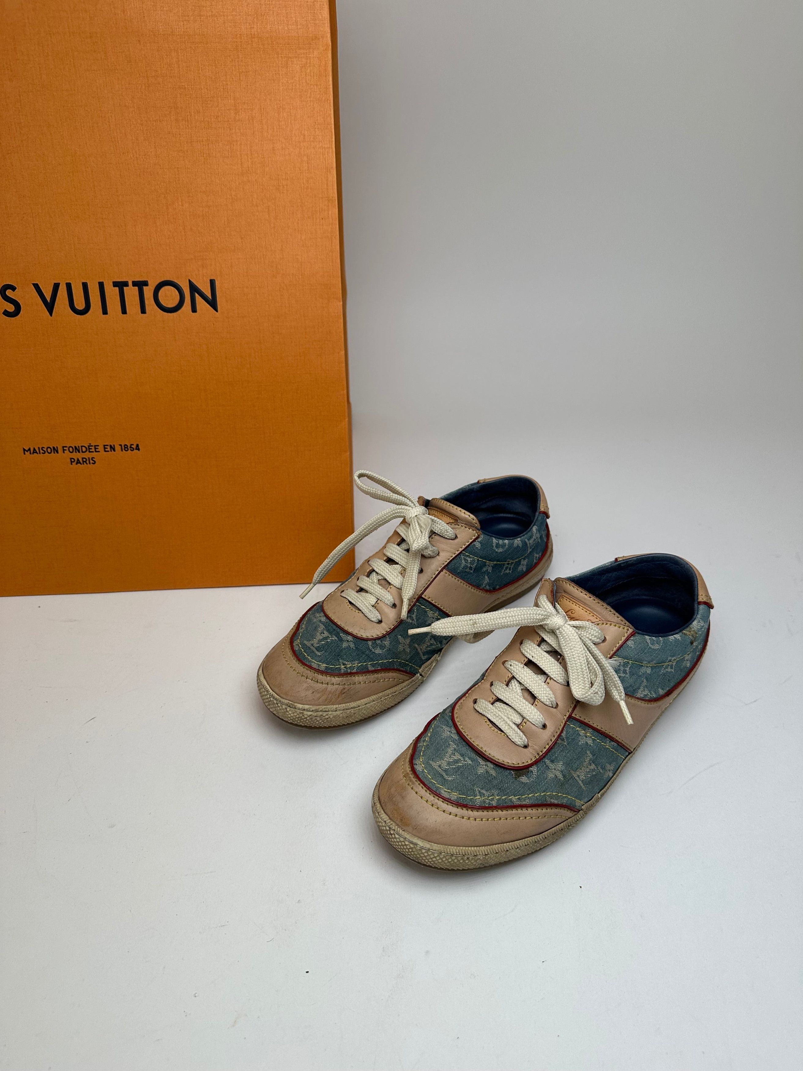 Louis Vuitton Vintage Monogram Denim Leather Sneaker Blue EU36 Size US 5 / IT 35 - 13 Thumbnail